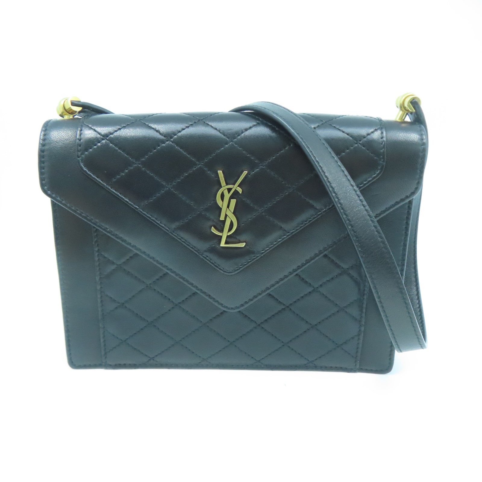 SAINT LAURENT 牛皮皮革Shoulder Bag金扣肩背袋黑色