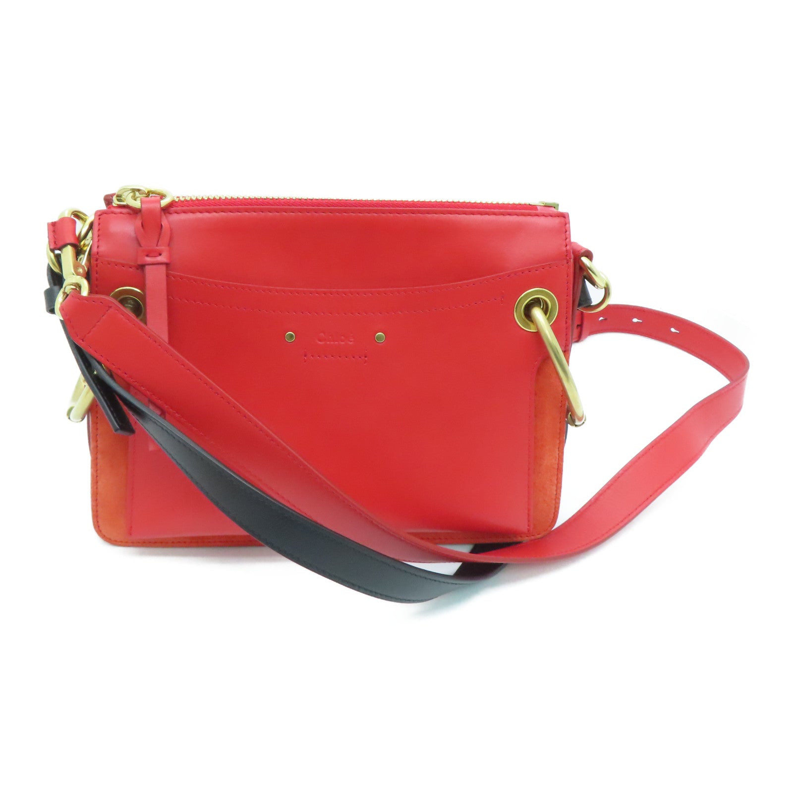Chloe 牛皮皮革2Way Shoulder金扣手挽肩背两用袋红色