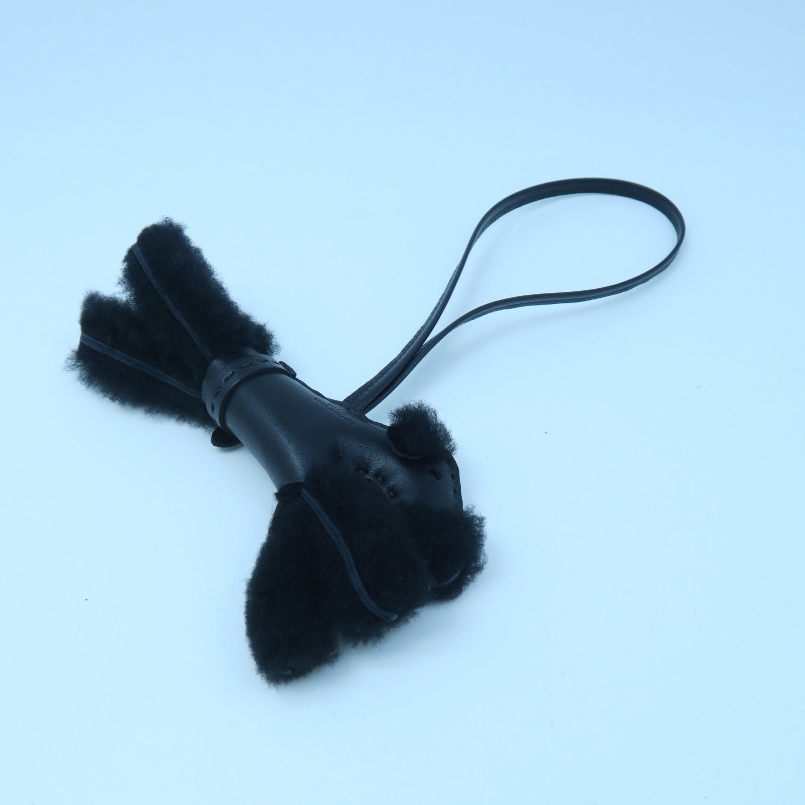 HERMES Wool/Leather Budy Charm Charm Black