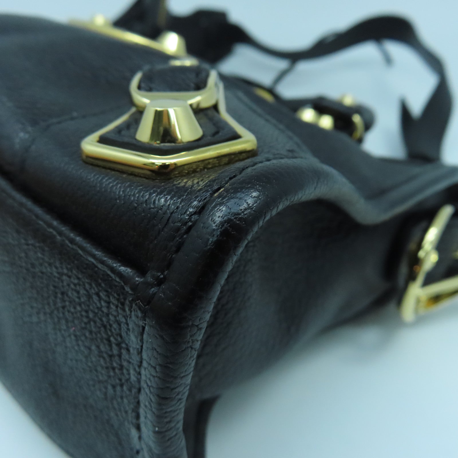BALENCIAGA 牛皮牛革Mini Small金扣手挽肩背兩用袋黑色