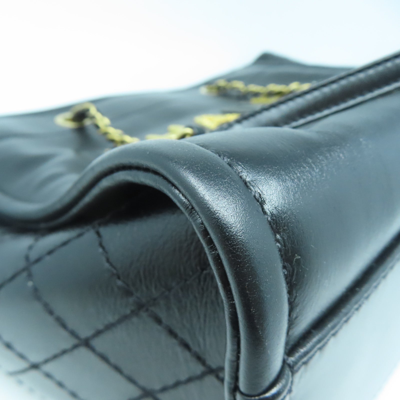 CHANEL 牛皮皮革Handbag金扣鏈帶肩背袋黑色