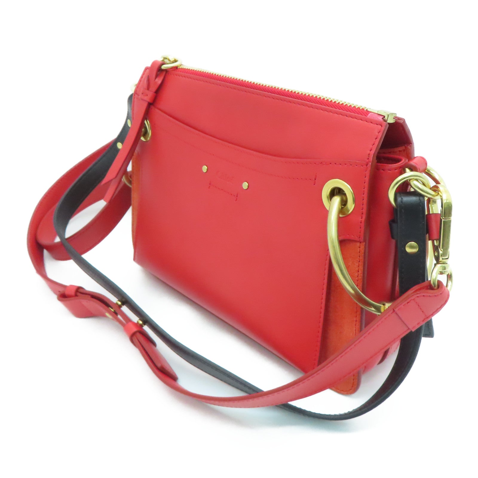 Chloe 牛皮皮革2Way Shoulder金扣手挽肩背两用袋红色