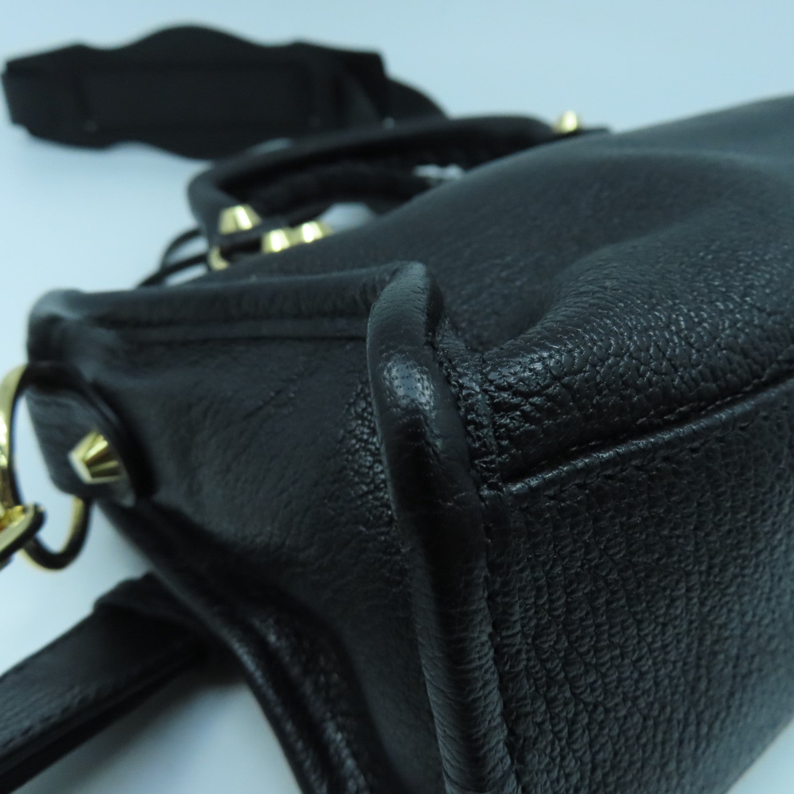 BALENCIAGA 牛皮牛革Mini Small金扣手挽肩背兩用袋黑色