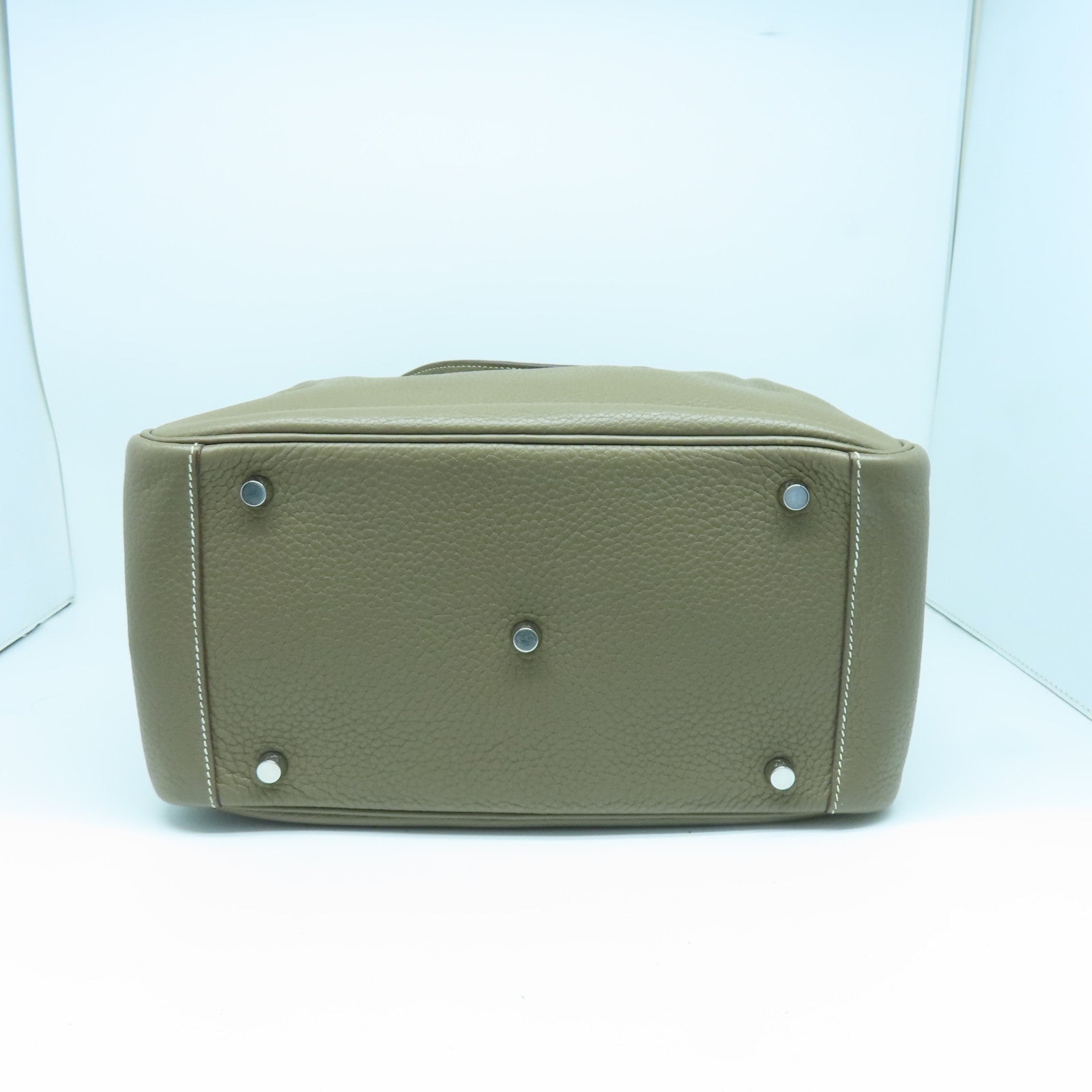 HERMES Taurillon Clemence皮革Lindy 30银扣手挽肩背两用袋大象灰
