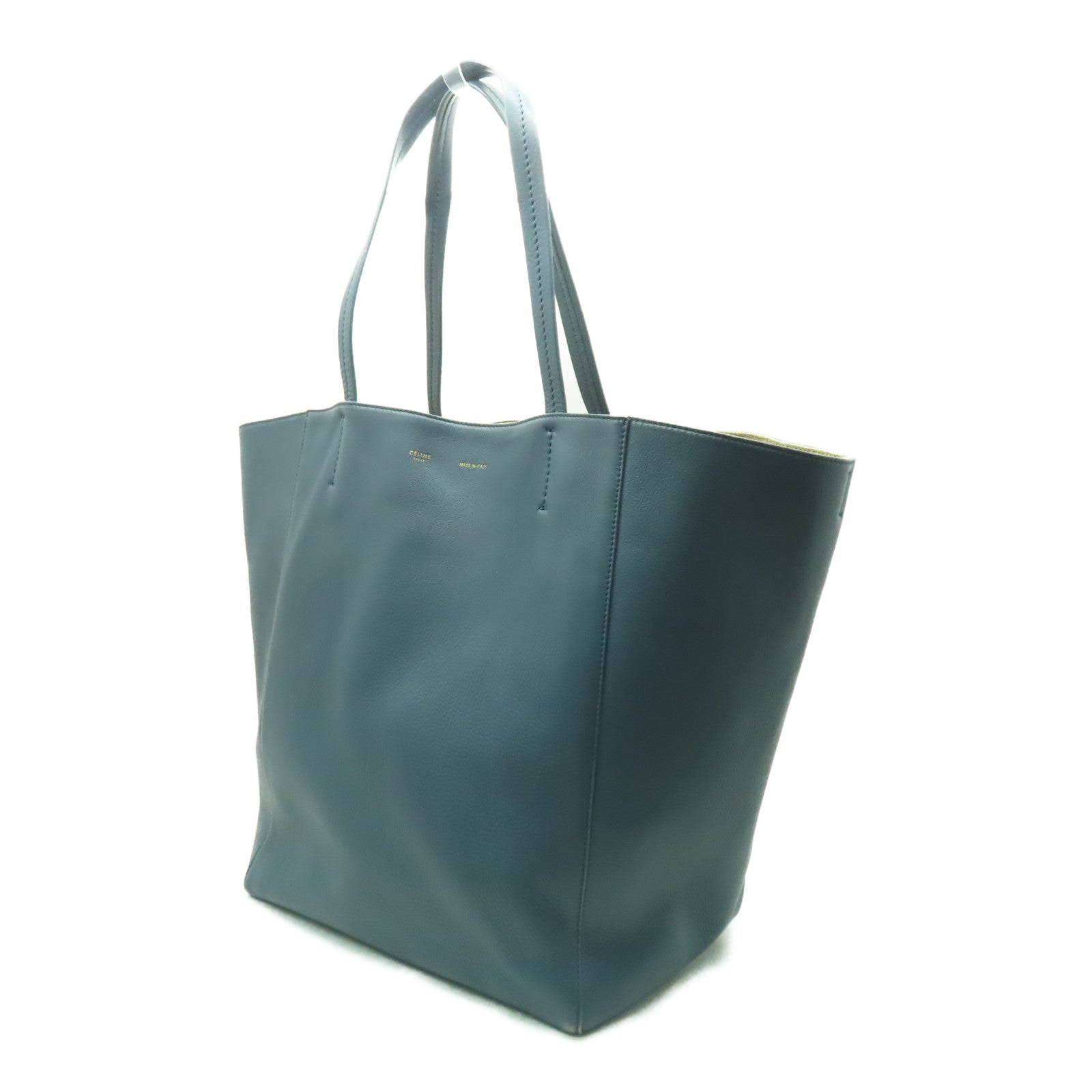CELINE 【激減優惠】牛皮皮革Tote Bag金扣手挽肩背兩用袋灰藍色