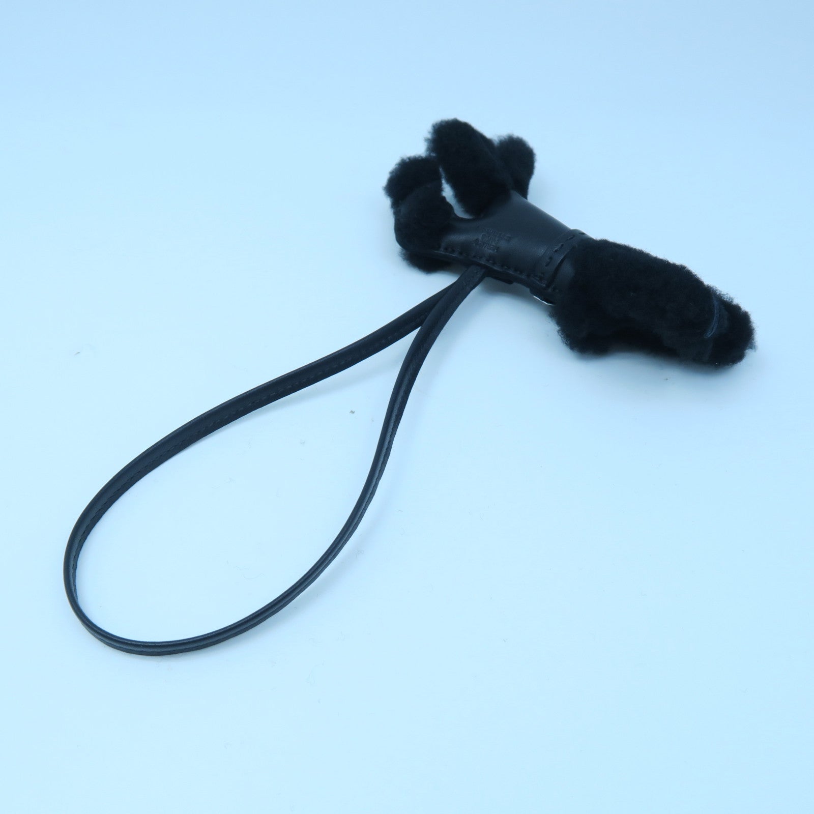 HERMES Wool/Leather Budy Charm Charm Black