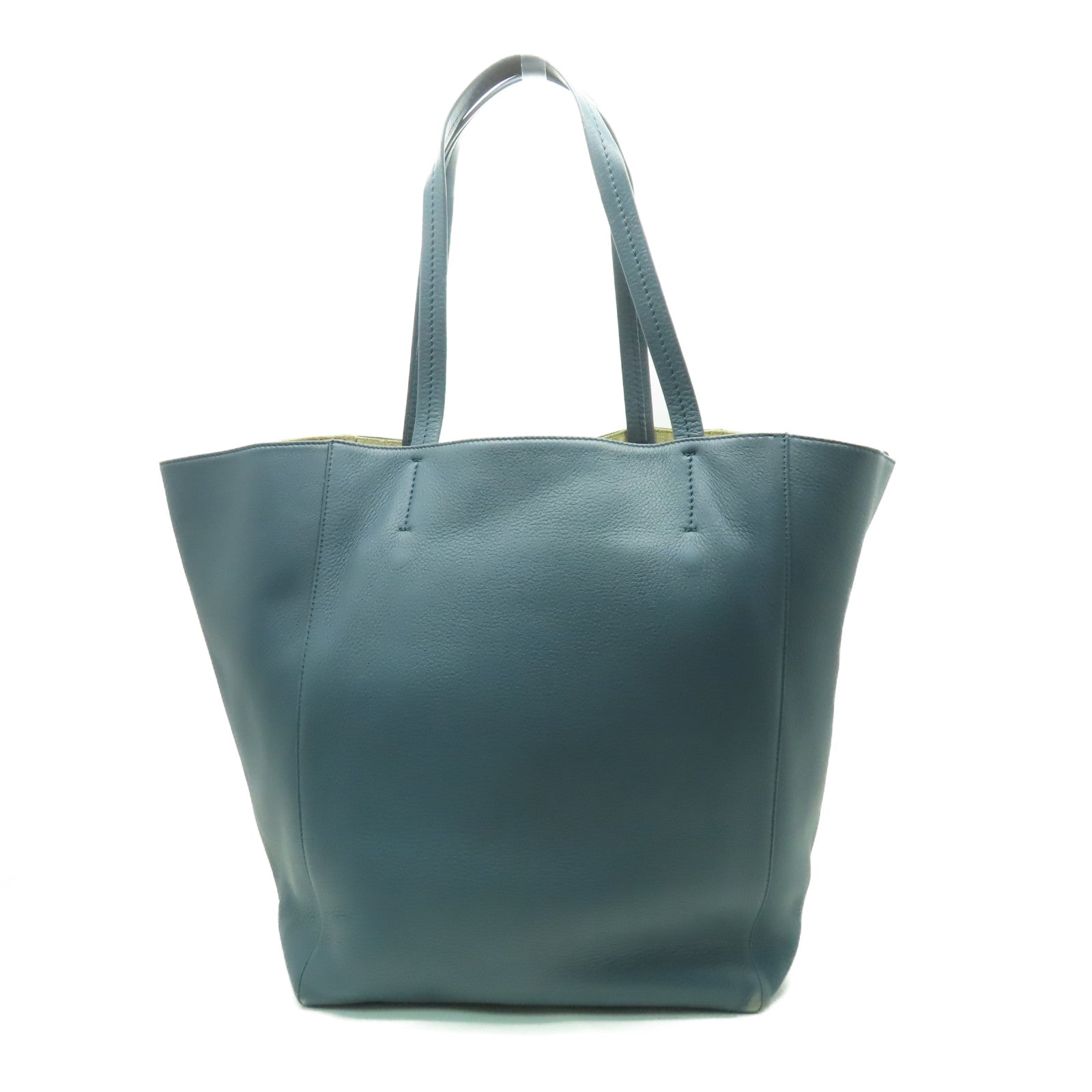 CELINE 【激減優惠】牛皮皮革Tote Bag金扣手挽肩背兩用袋灰藍色