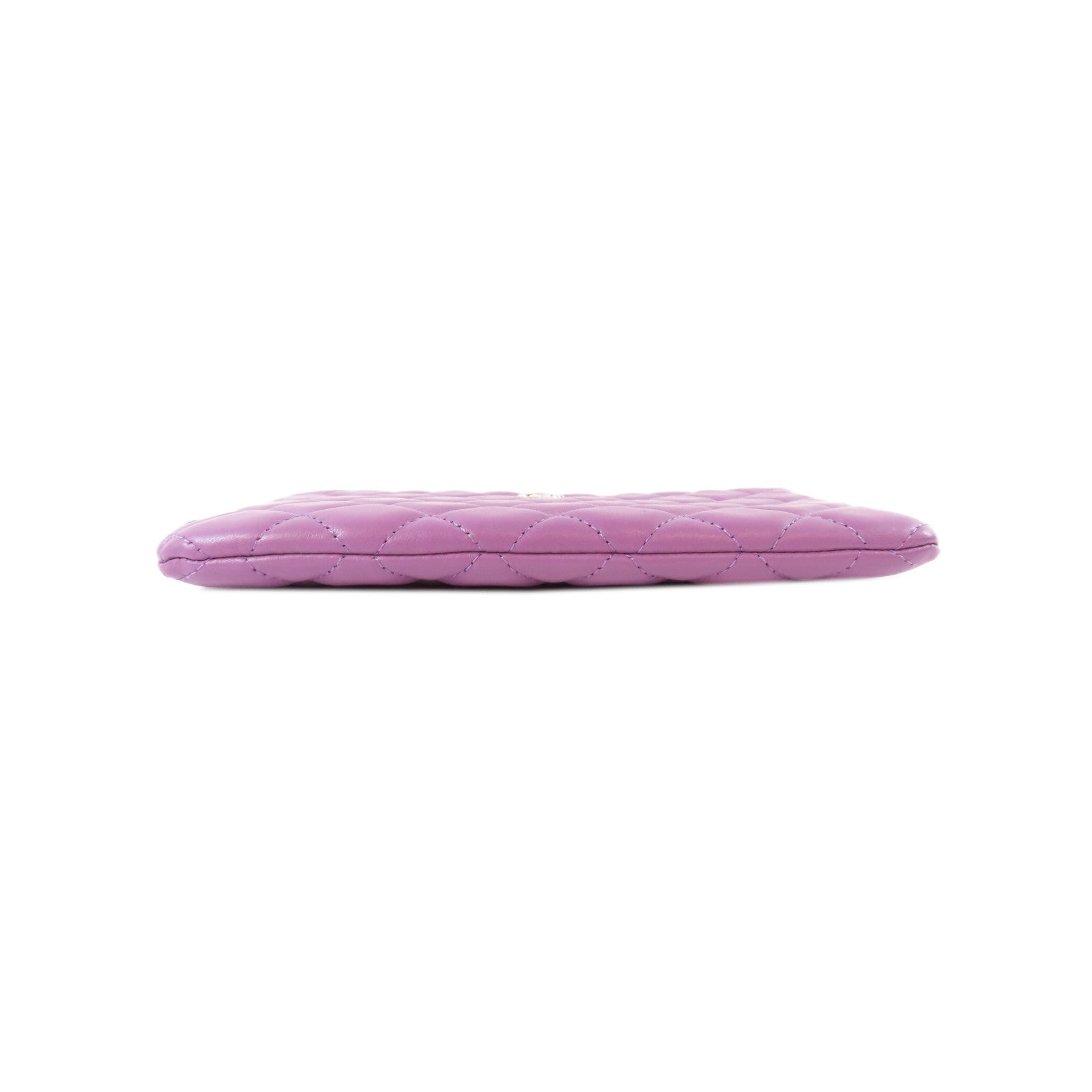 CHANEL 菱格羊皮皮革Pouch銀扣小袋紫色