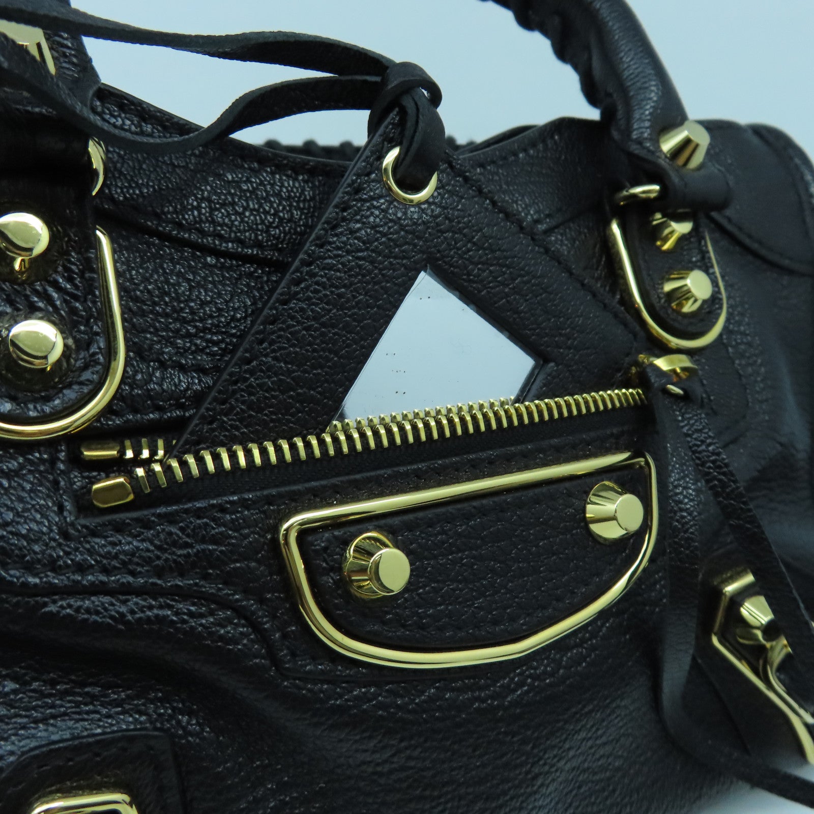 BALENCIAGA 牛皮牛革Mini Small金扣手挽肩背兩用袋黑色
