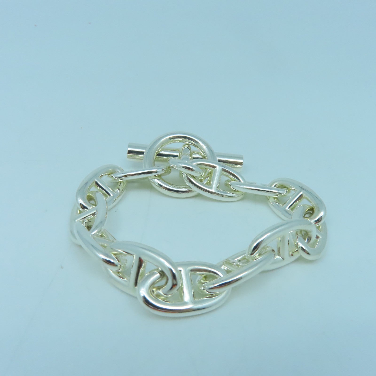 HERMES 925 Sterling Silver Chaine D Ancre GM Bracelet Silver