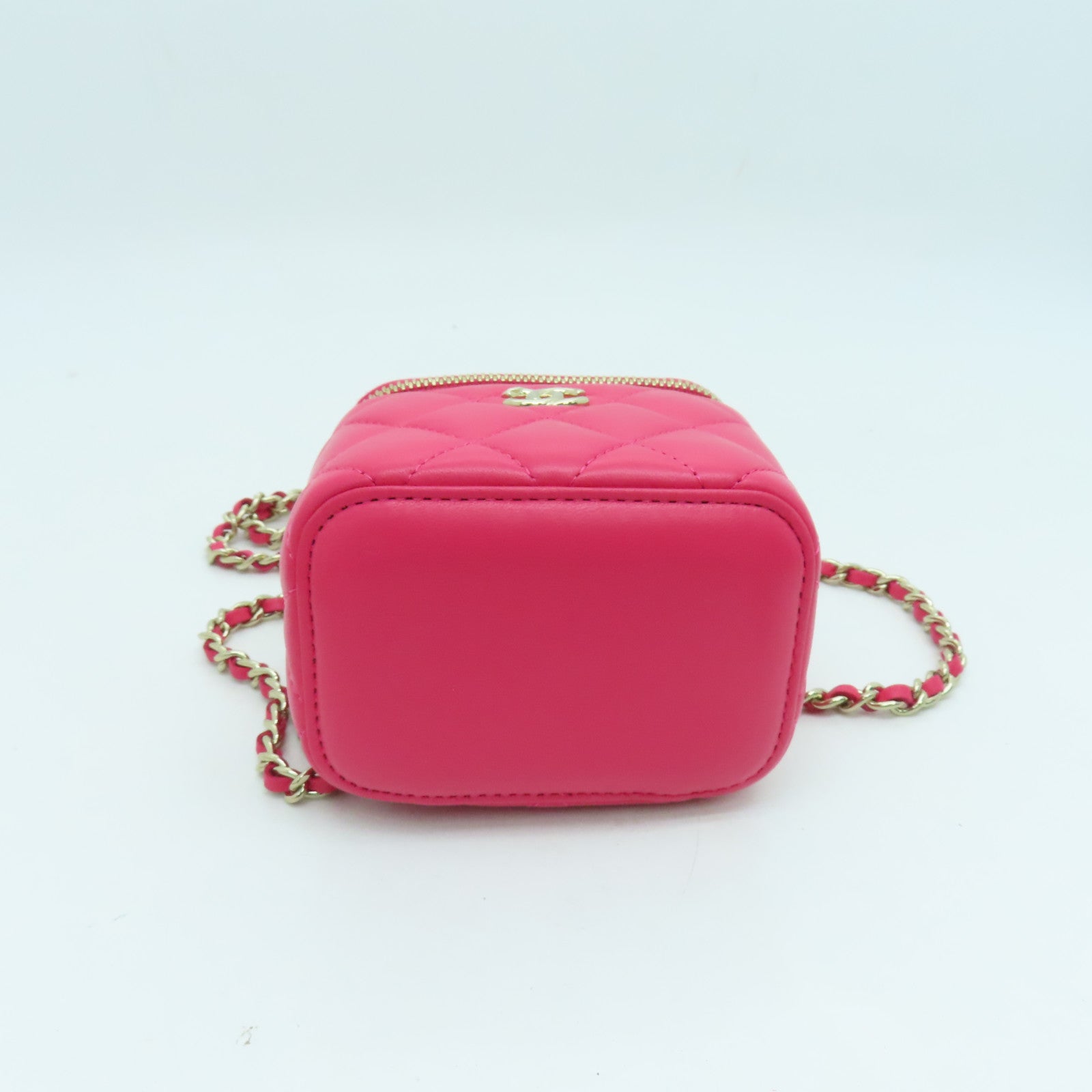 CHANEL 菱格羊皮皮革Chain Shoulder Bag金扣链带肩背袋粉红色