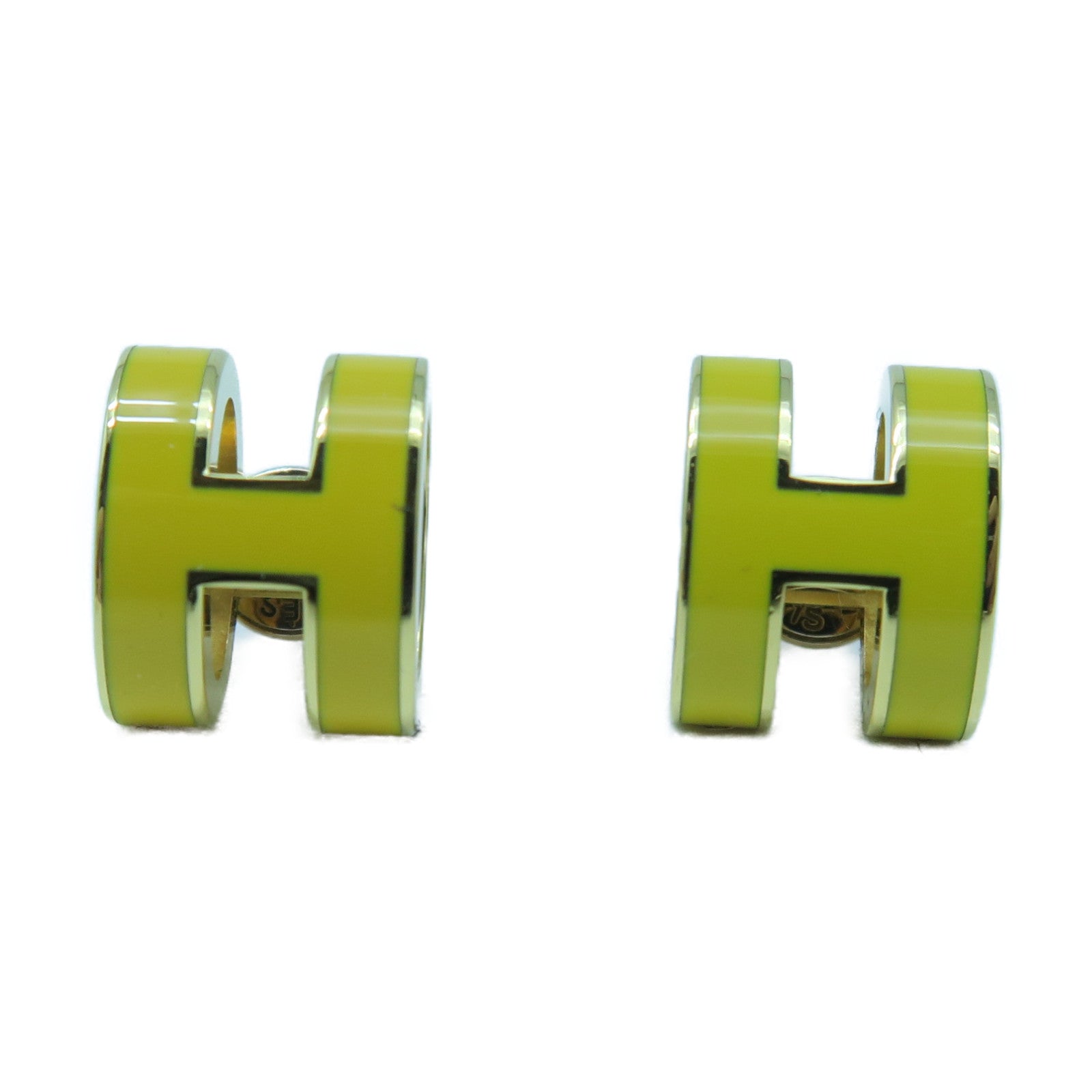 HERMES 金属Pop H Earrings耳环黄色/金色