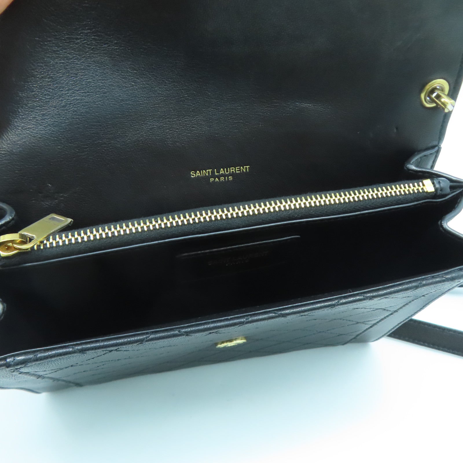 SAINT LAURENT 牛皮皮革Shoulder Bag金扣肩背袋黑色