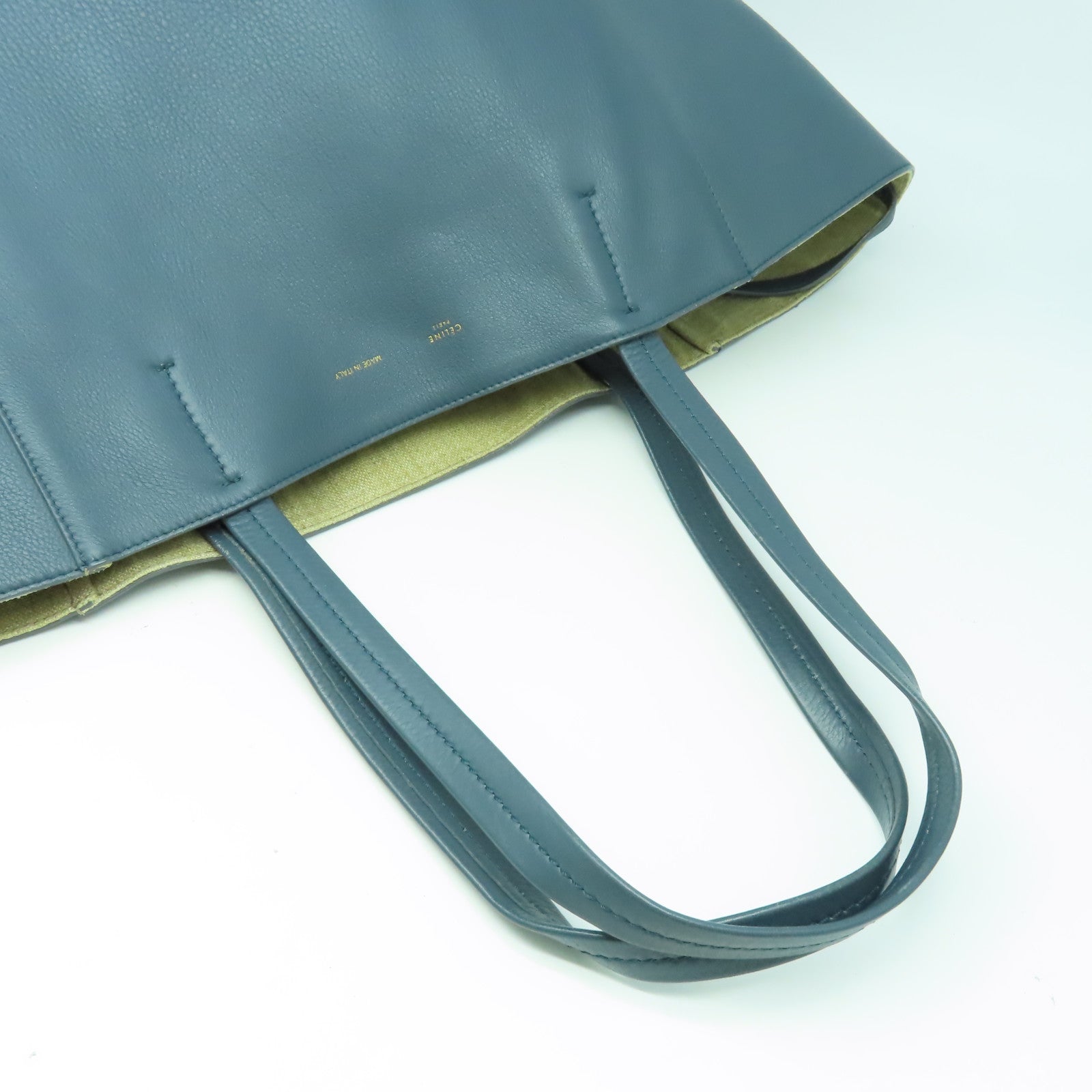 CELINE 【激減優惠】牛皮皮革Tote Bag金扣手挽肩背兩用袋灰藍色