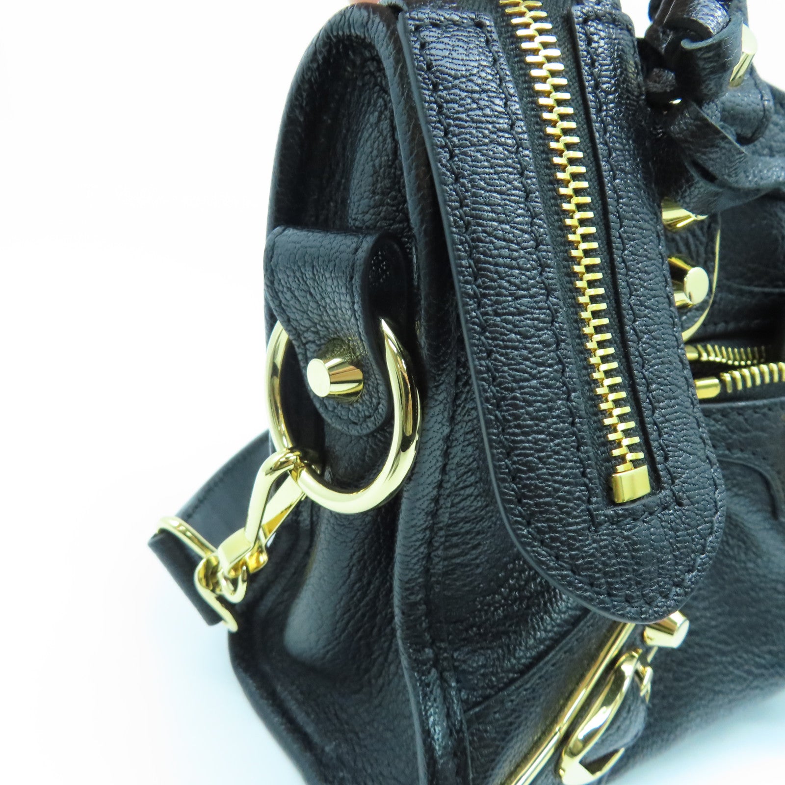 BALENCIAGA 牛皮牛革Mini Small金扣手挽肩背兩用袋黑色