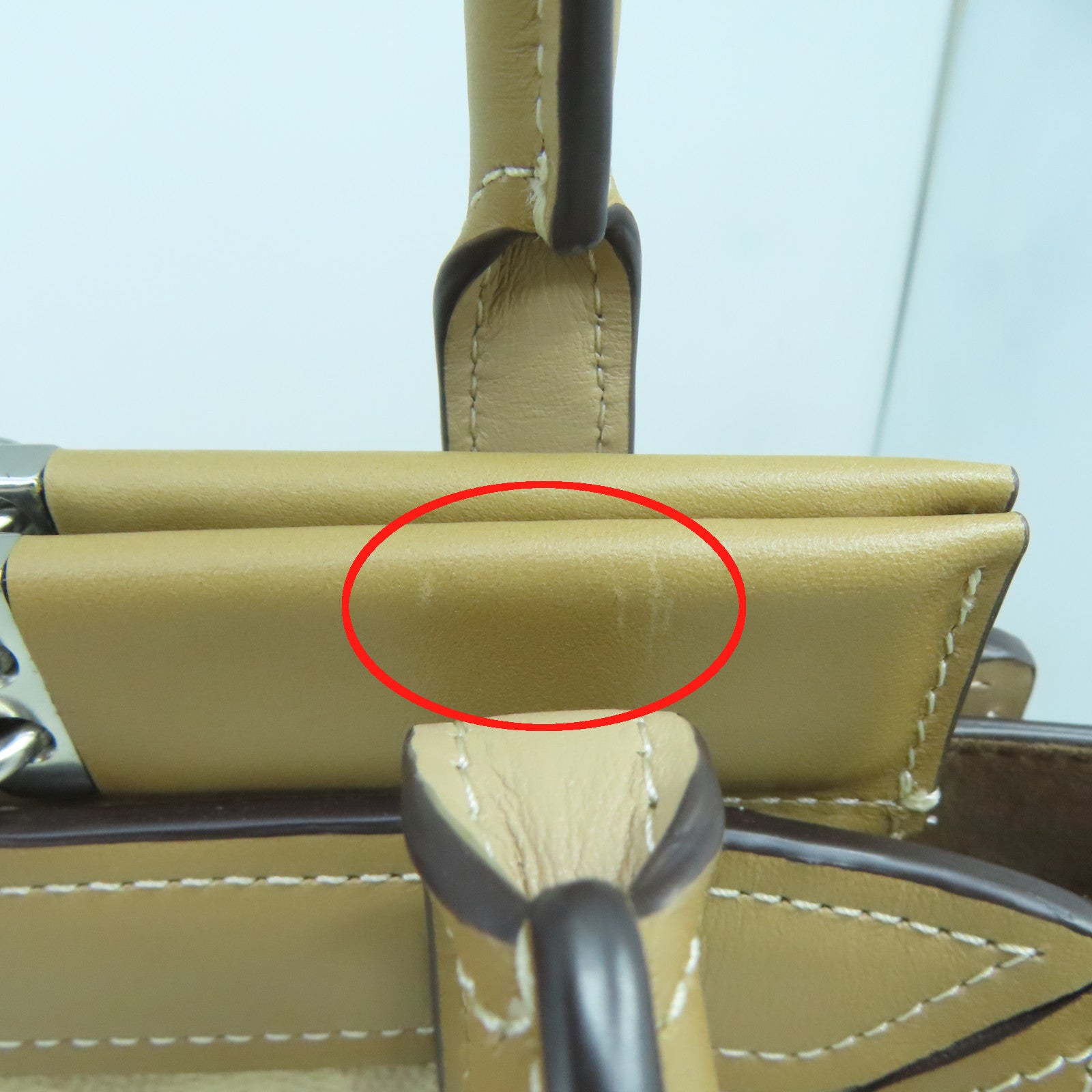 COACH 【激減優惠】塗層帆布Handbag銀扣手挽袋米色