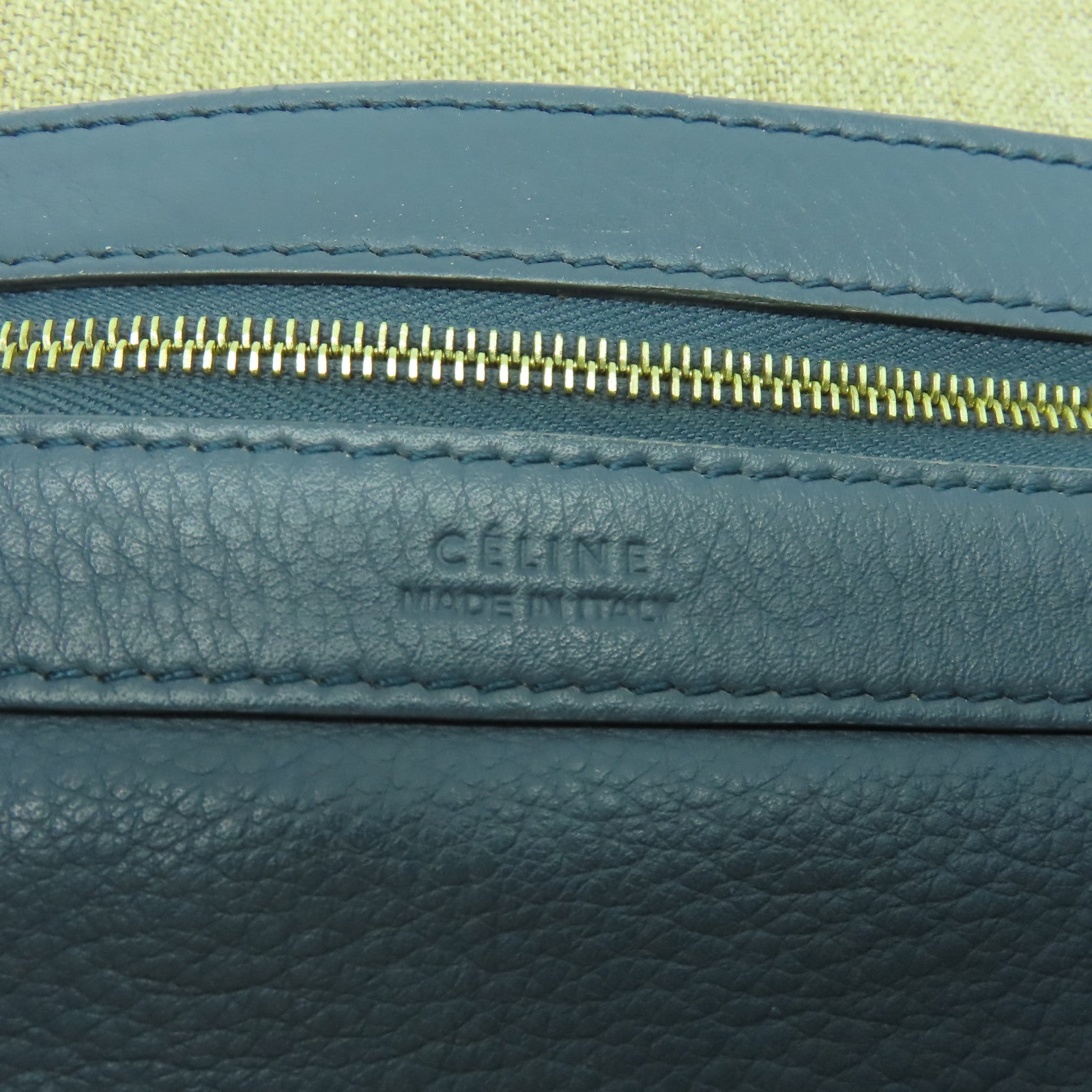CELINE 【激減優惠】牛皮皮革Tote Bag金扣手挽肩背兩用袋灰藍色