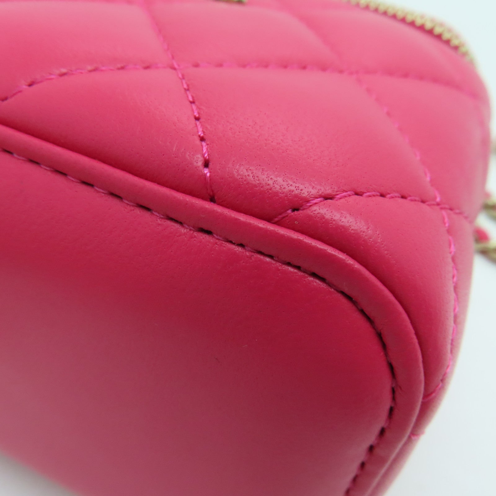 CHANEL 菱格羊皮皮革Chain Shoulder Bag金扣链带肩背袋粉红色