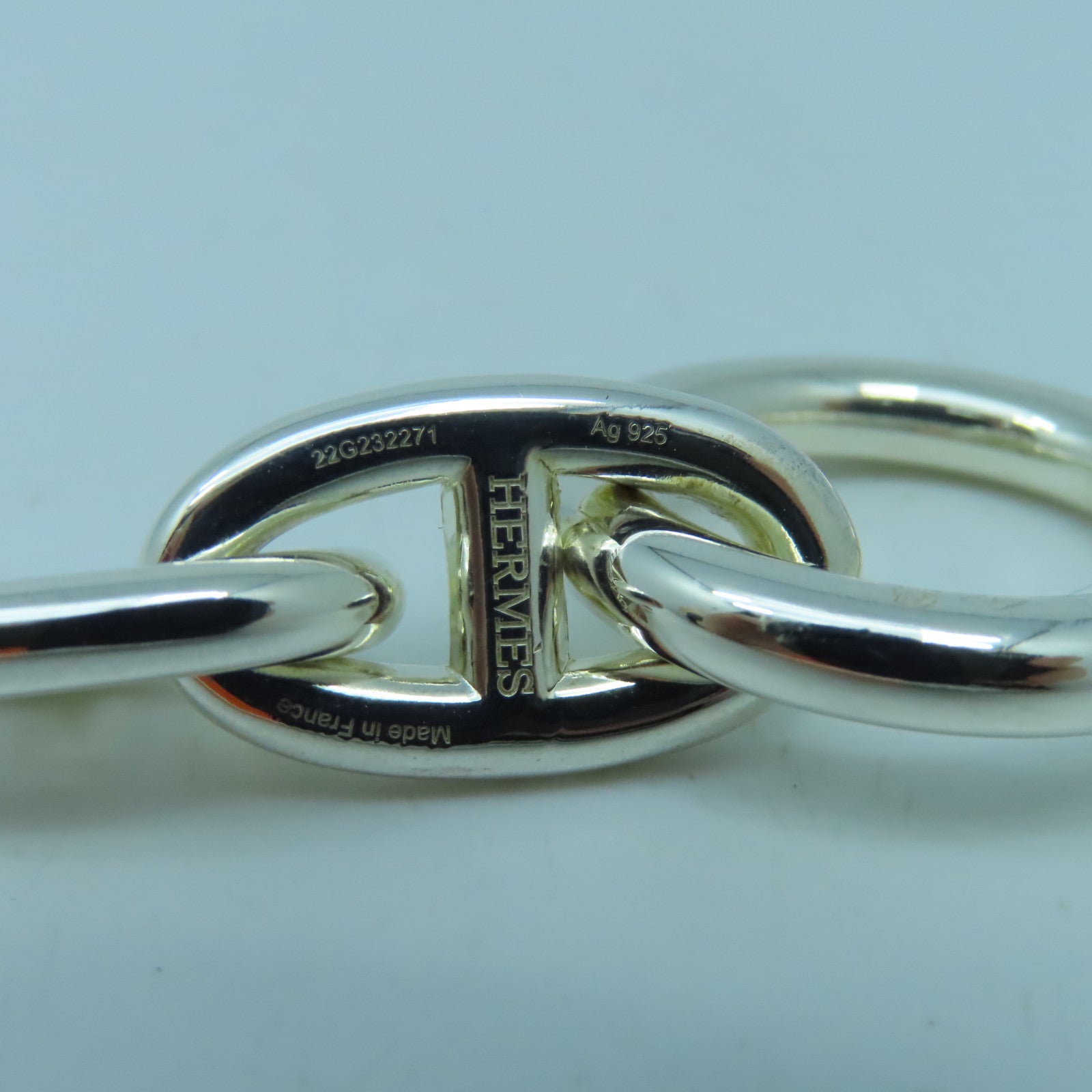 HERMES 925 Sterling Silver Chaine D Ancre GM Bracelet Silver