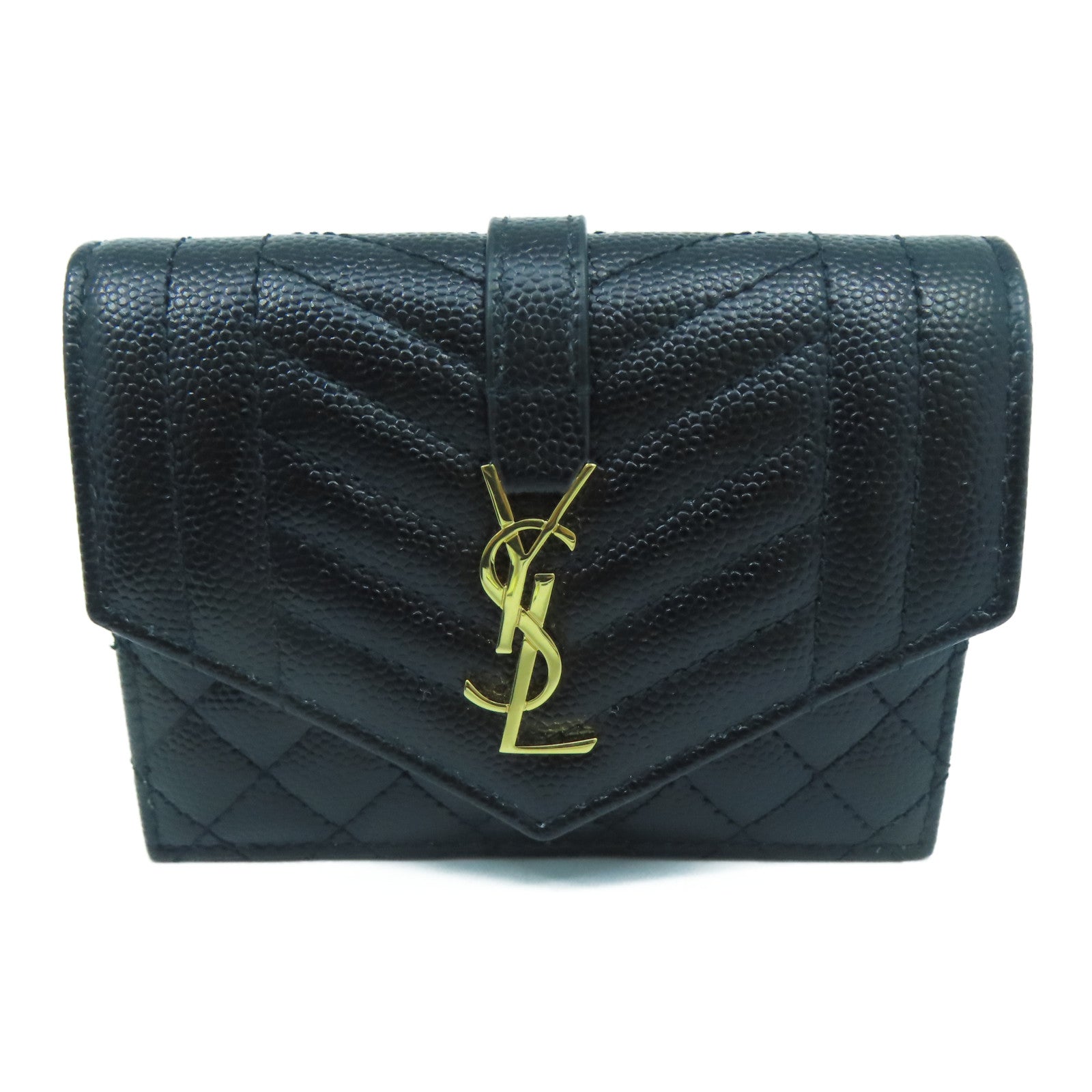 SAINT LAURENT 牛皮皮革Saint Laurent Card Case金扣卡片套黑色