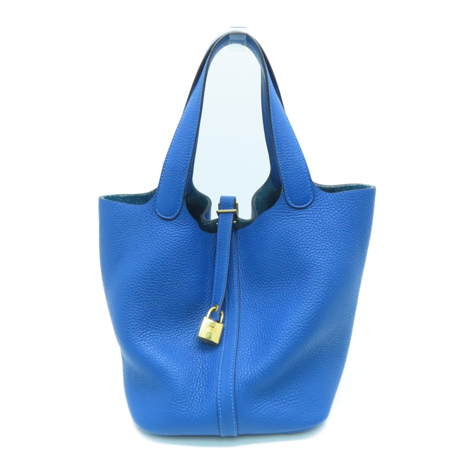 HERMES 【激減優惠】Clemence皮革Picotin MM金扣手挽袋Blue France/藍色