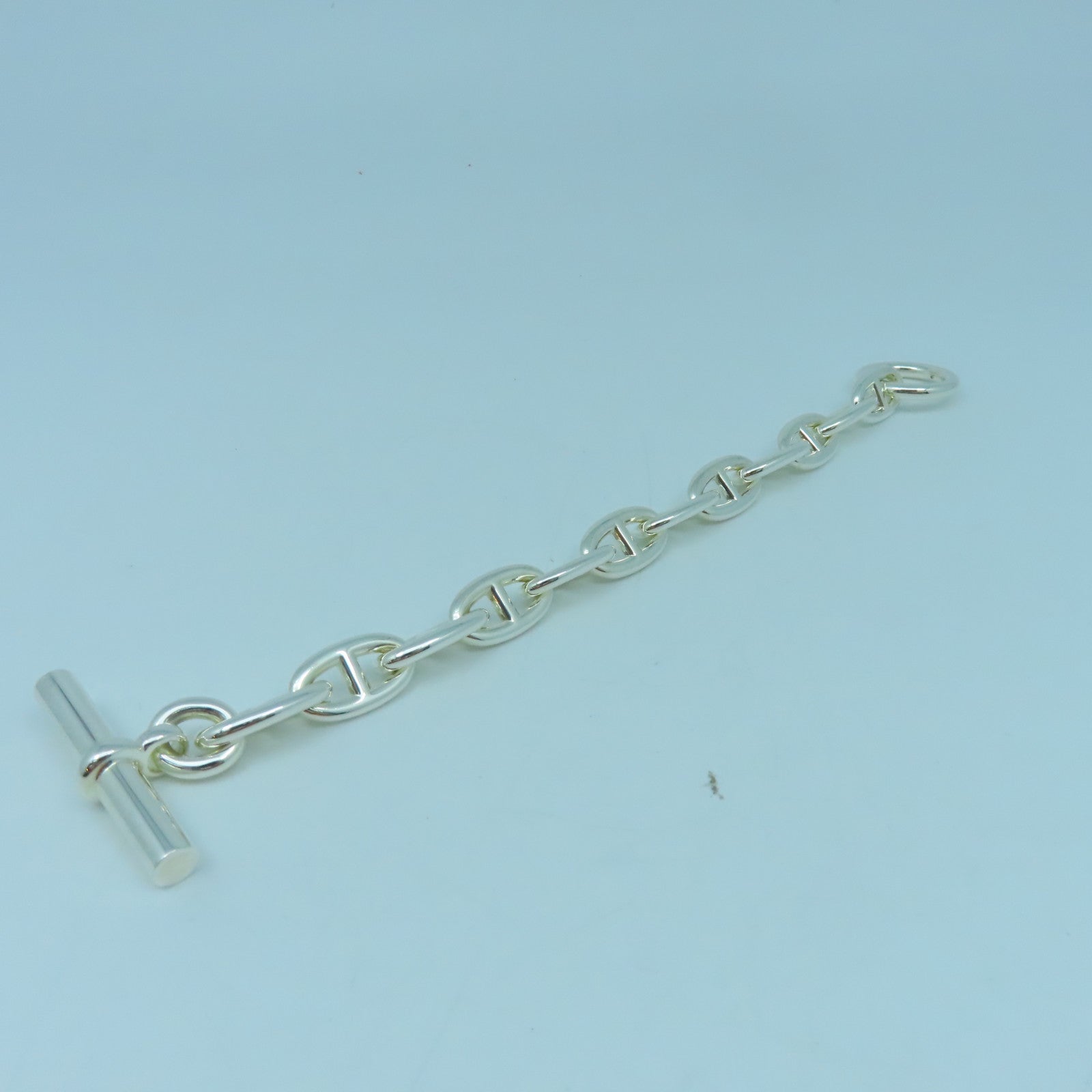 HERMES 925 Sterling Silver Chaine D Ancre GM Bracelet Silver