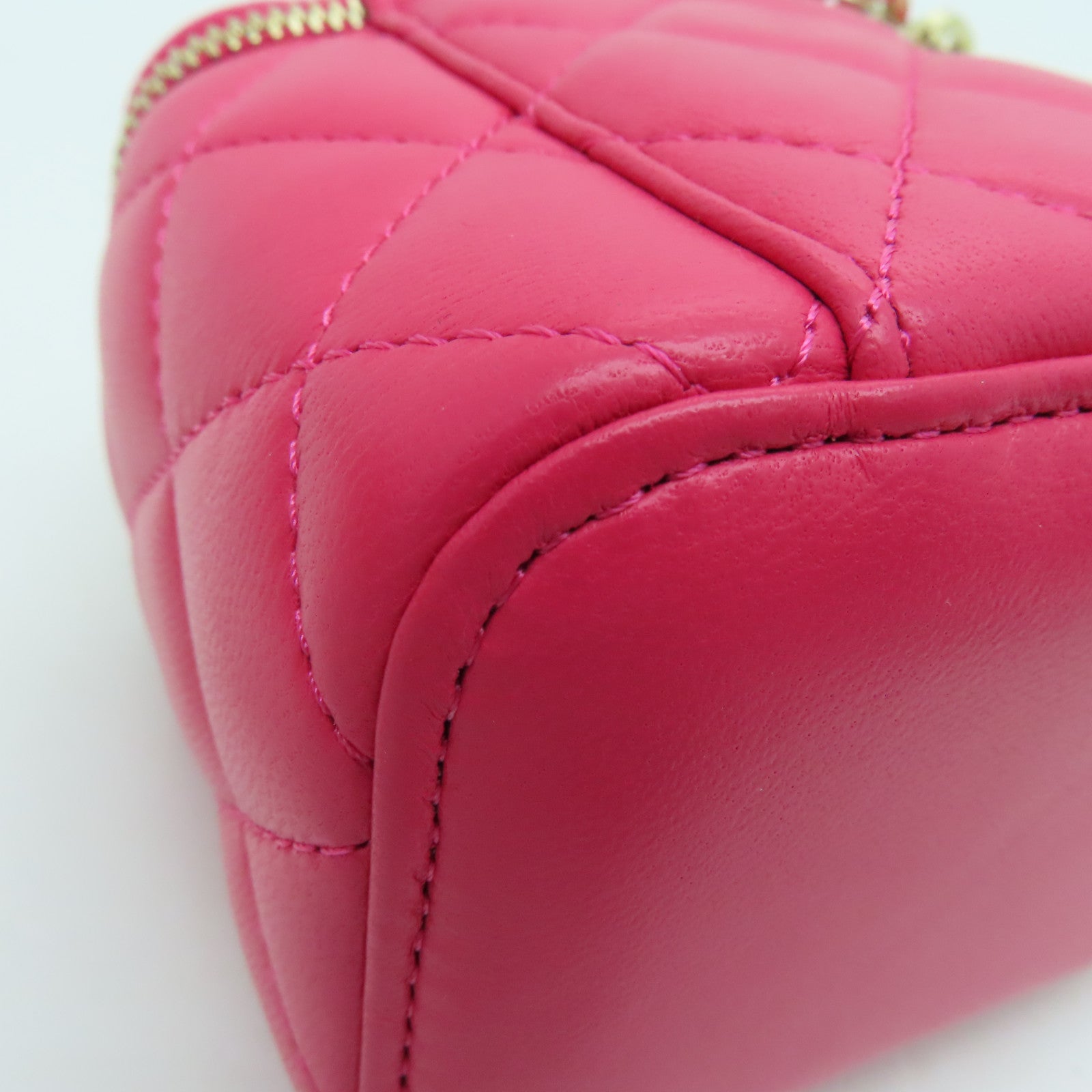 CHANEL 菱格羊皮皮革Chain Shoulder Bag金扣链带肩背袋粉红色