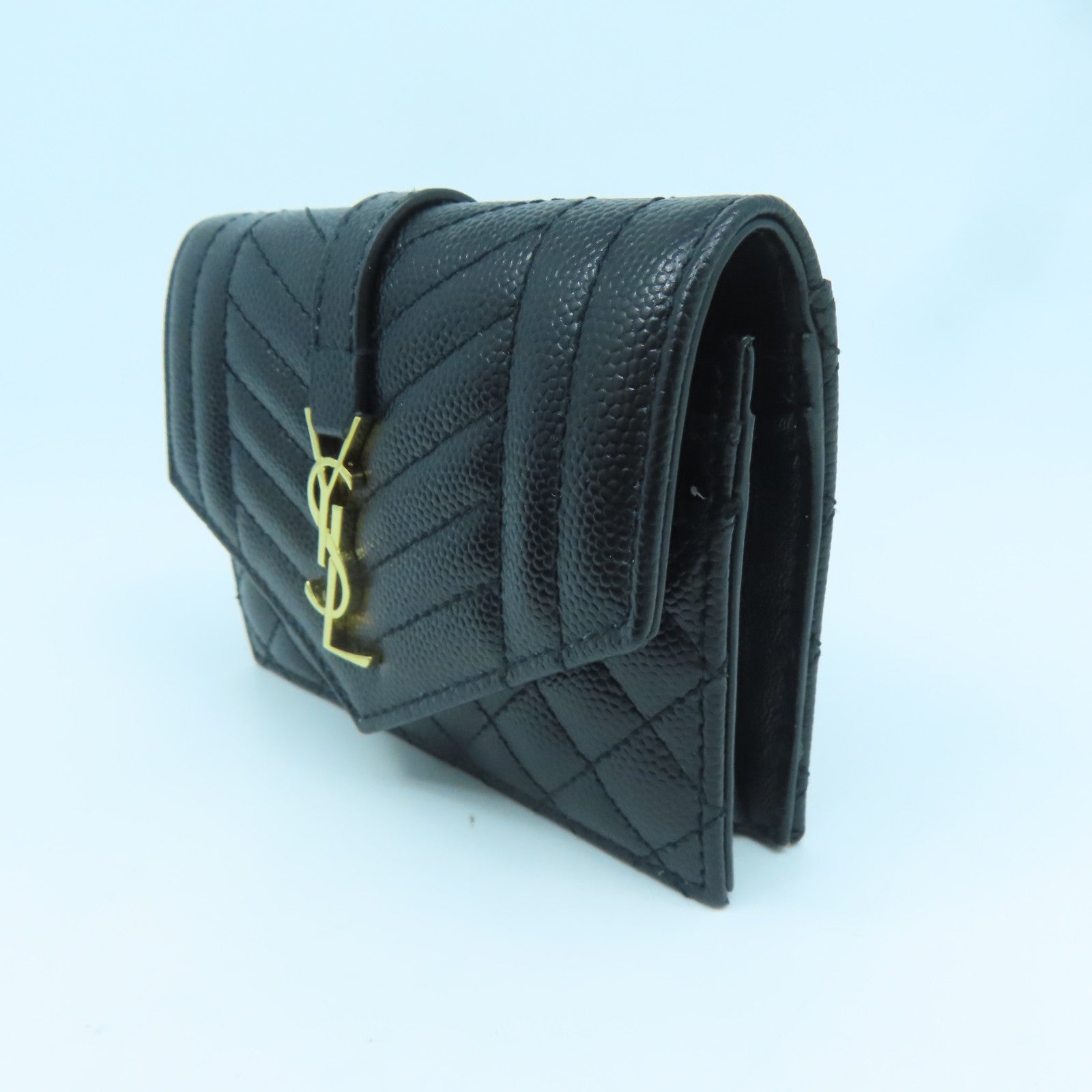 SAINT LAURENT 牛皮皮革Saint Laurent Card Case金扣卡片套黑色