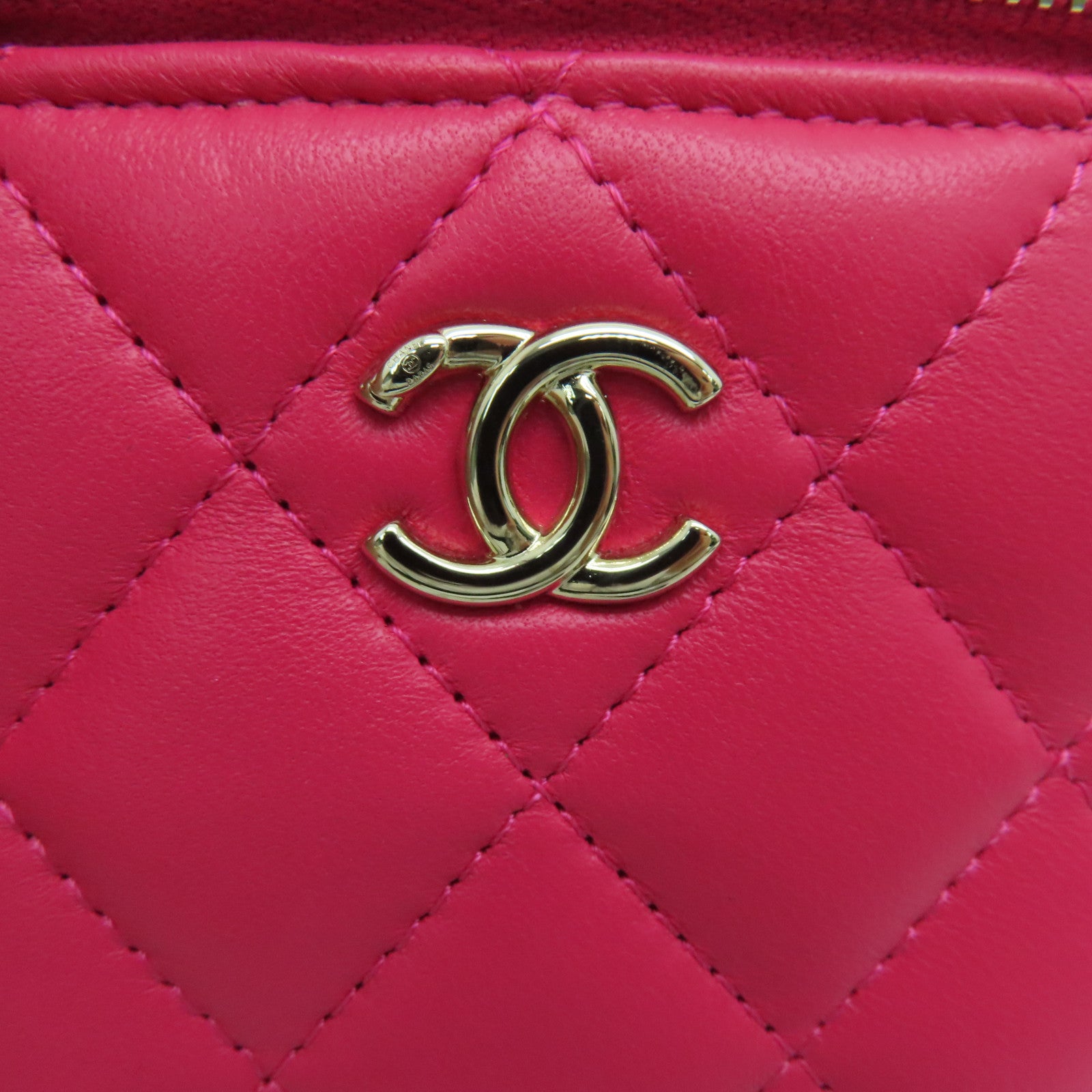 CHANEL 菱格羊皮皮革Chain Shoulder Bag金扣链带肩背袋粉红色