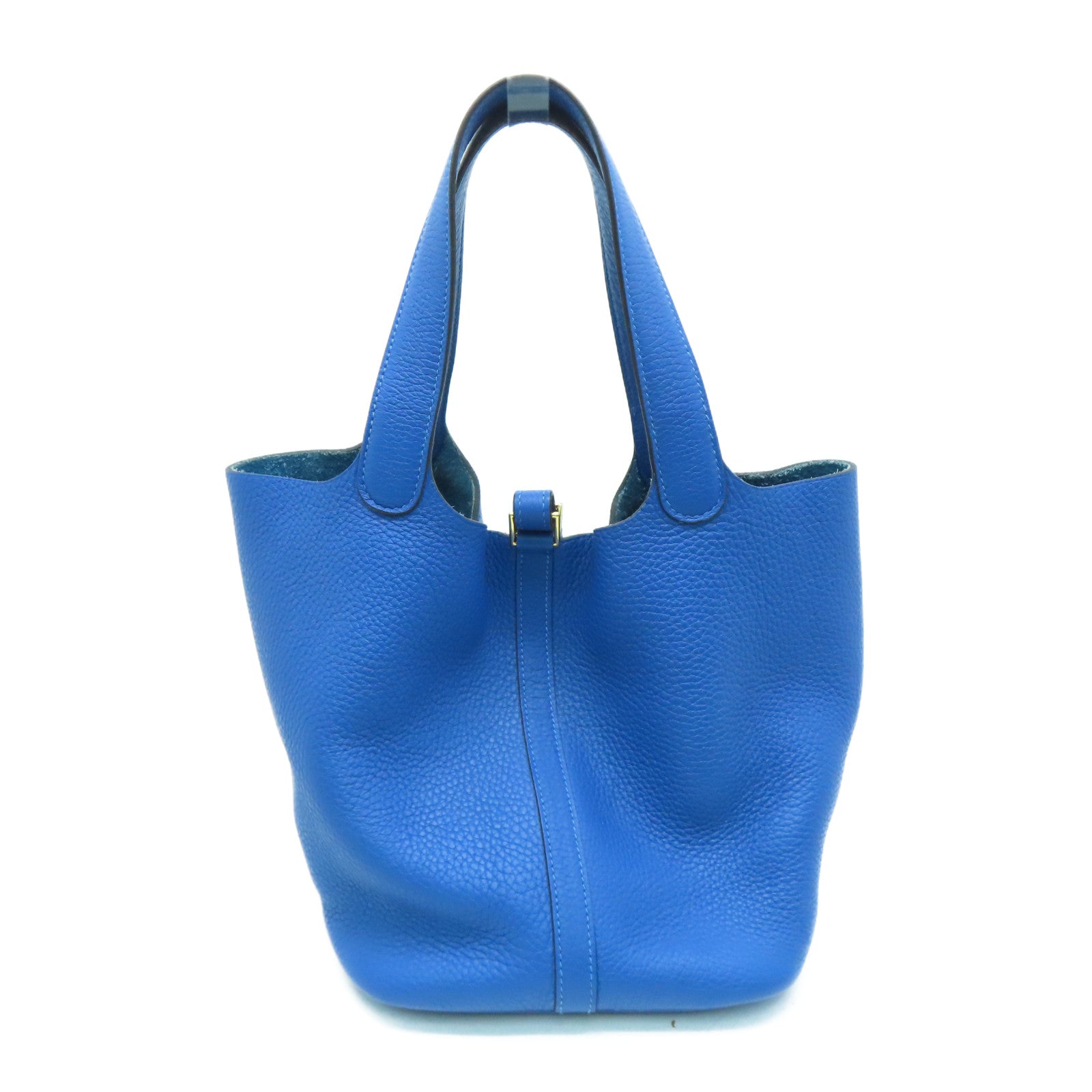 HERMES 【激減優惠】Clemence皮革Picotin MM金扣手挽袋Blue France/藍色