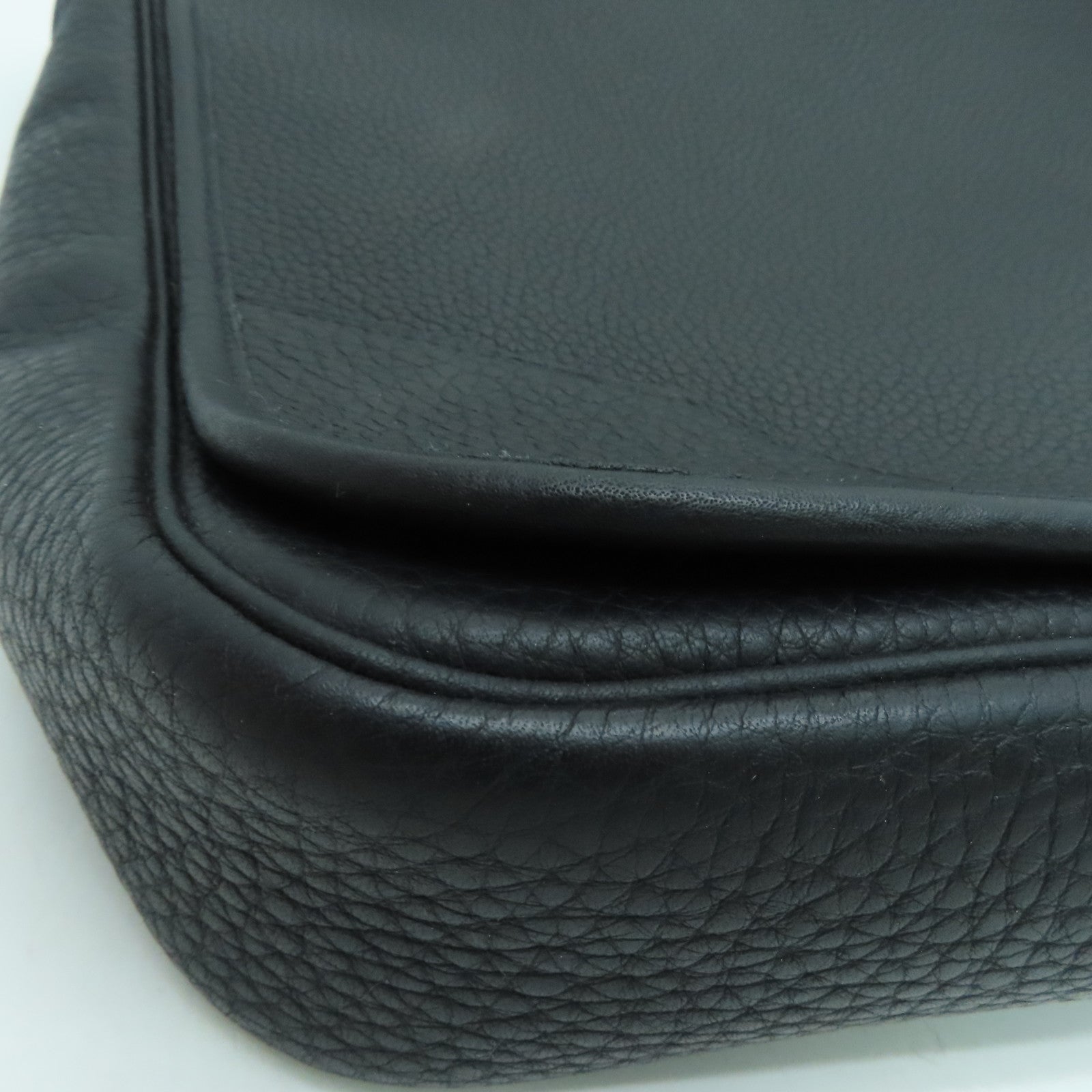 HERMES Clemence Leather Victoria Shoulder Silver Buckle Handle Shoulder Bag Black