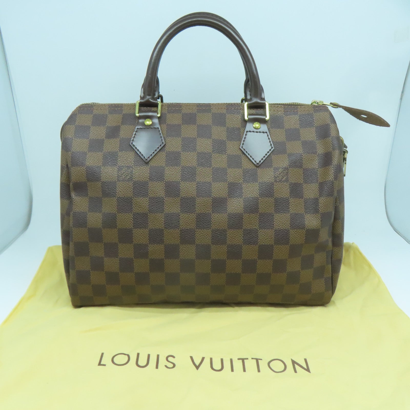 LOUIS VUITTON Damier Speedy 30金扣手挽袋啡色
