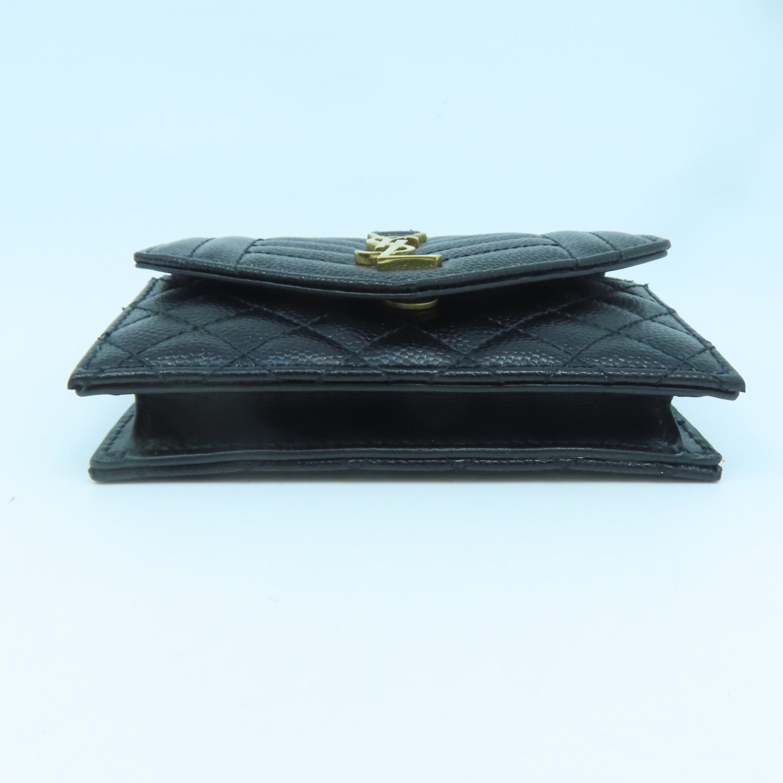 SAINT LAURENT 牛皮皮革Saint Laurent Card Case金扣卡片套黑色