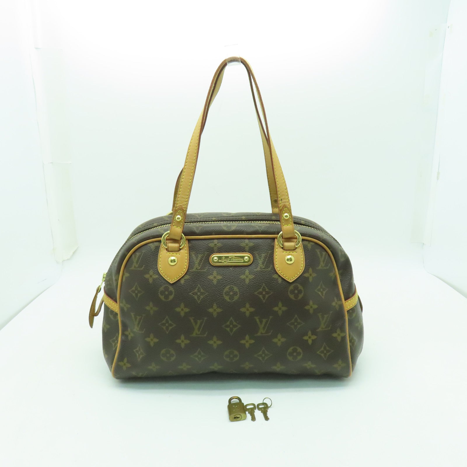 LOUIS VUITTON 【激減優惠】Monogram Montorgueil PM金扣肩背袋棕色