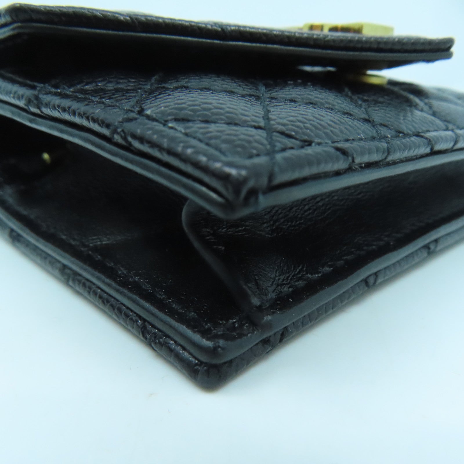 SAINT LAURENT 牛皮皮革Saint Laurent Card Case金扣卡片套黑色