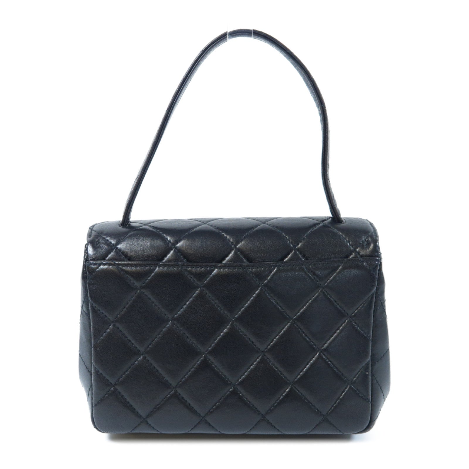 CHANEL 菱格牛皮皮革Chain Shoulder Bag金扣手挽袋黑色
