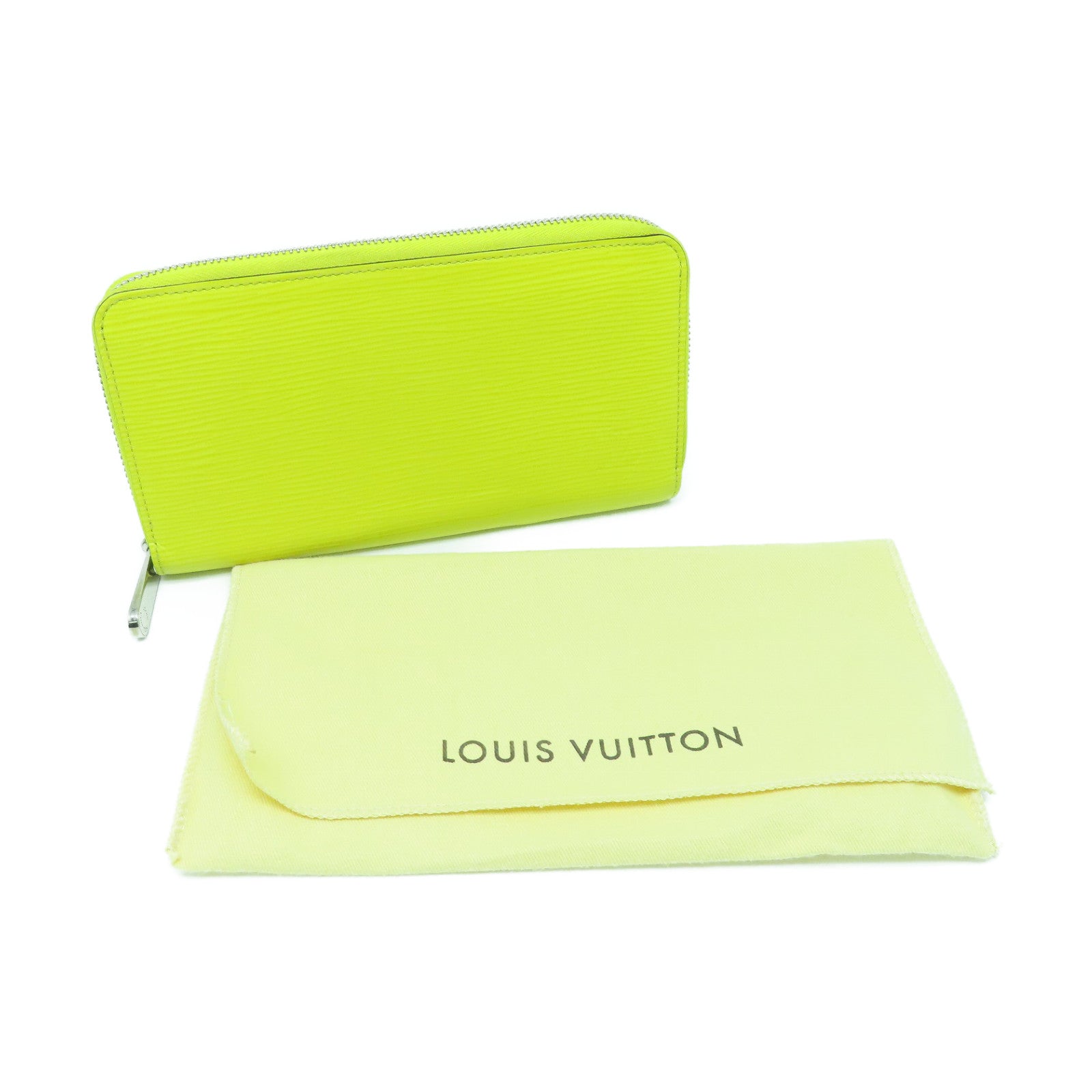 LOUIS VUITTON Epi Zipper Wallet Silver Buckle Long Wallet Yellow