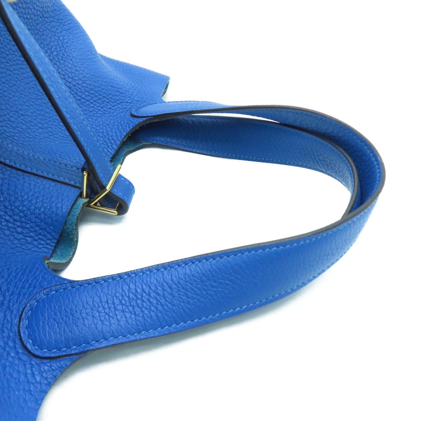 HERMES 【激減優惠】Clemence皮革Picotin MM金扣手挽袋Blue France/藍色
