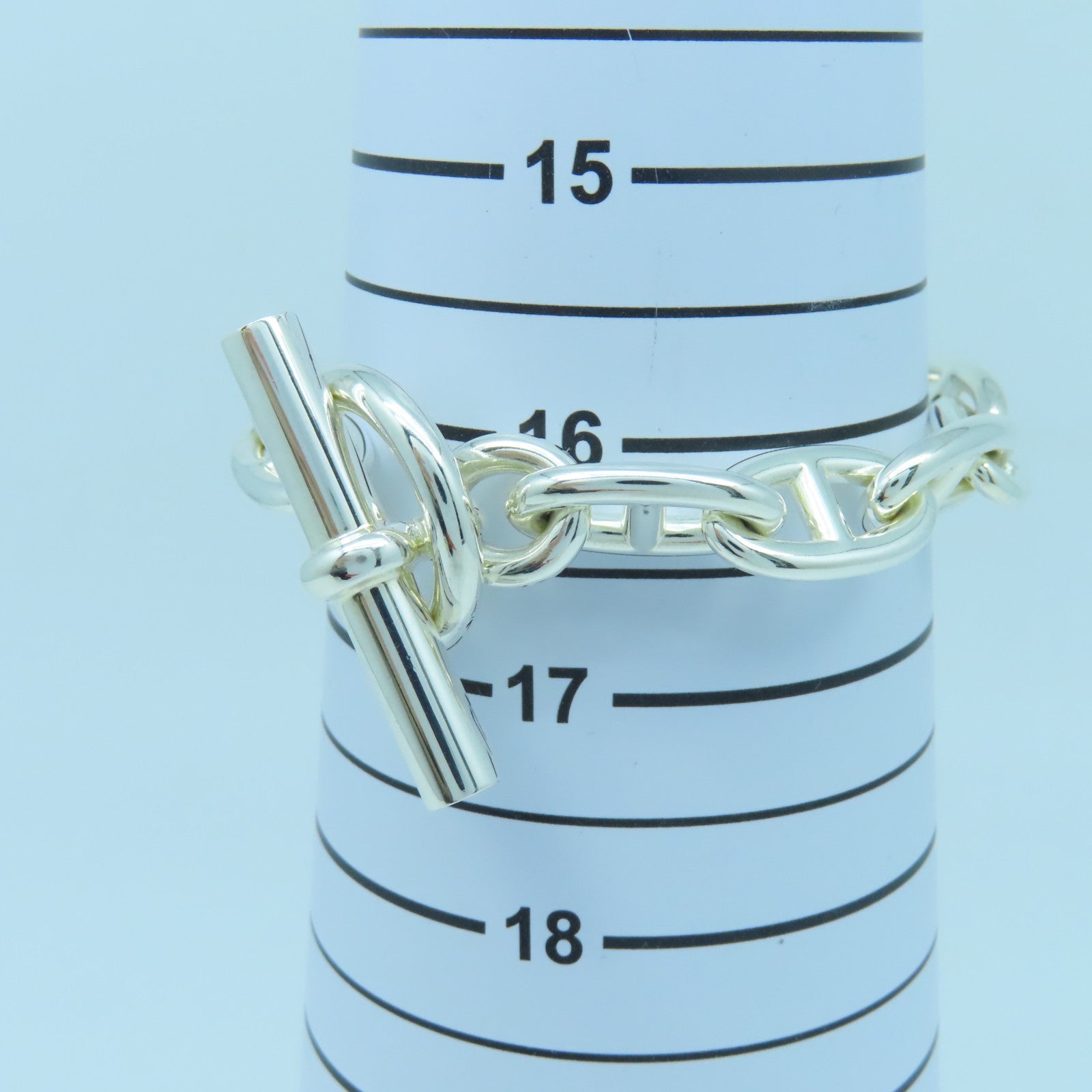 HERMES 925 Sterling Silver Chaine D Ancre GM Bracelet Silver