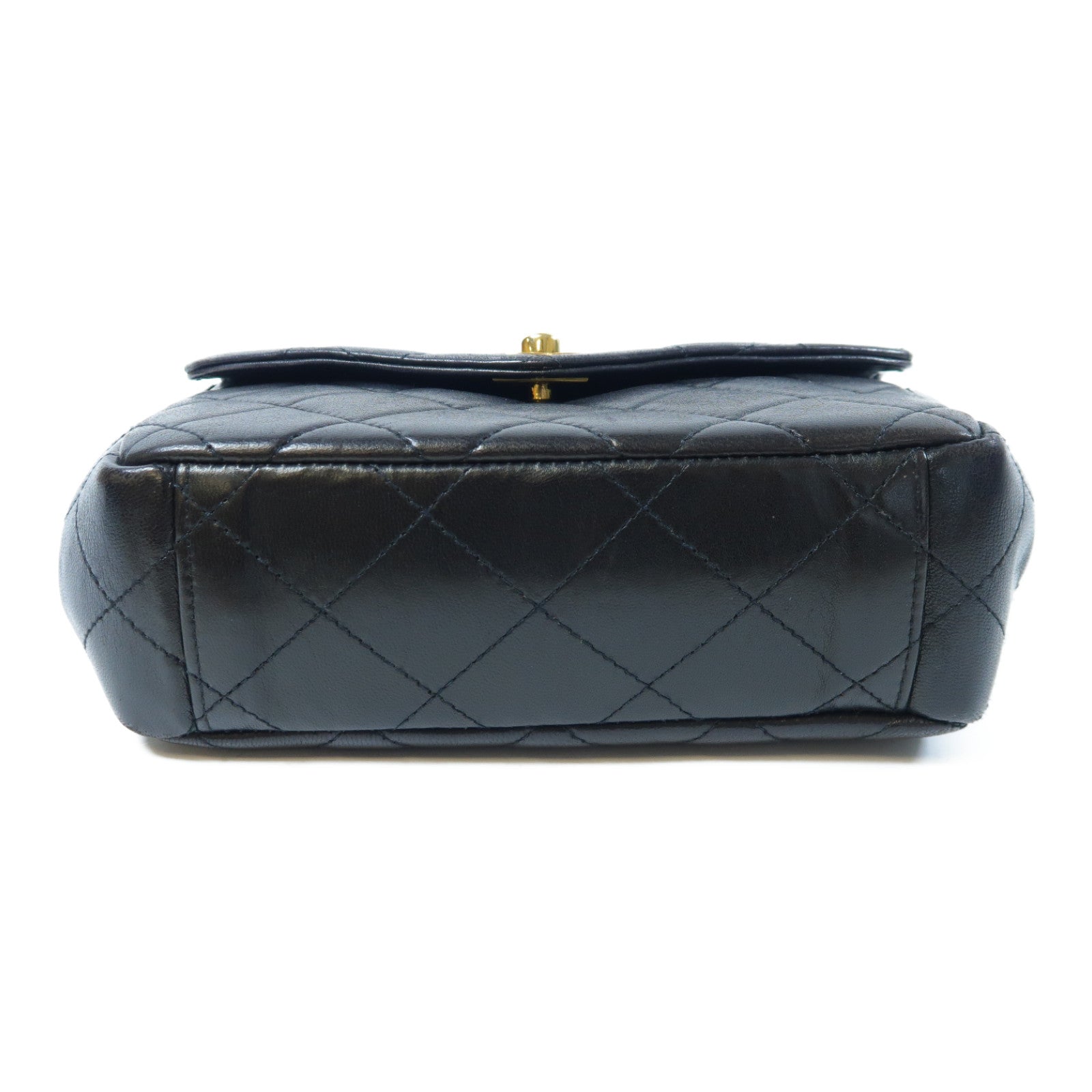 CHANEL 菱格牛皮皮革Chain Shoulder Bag金扣手挽袋黑色