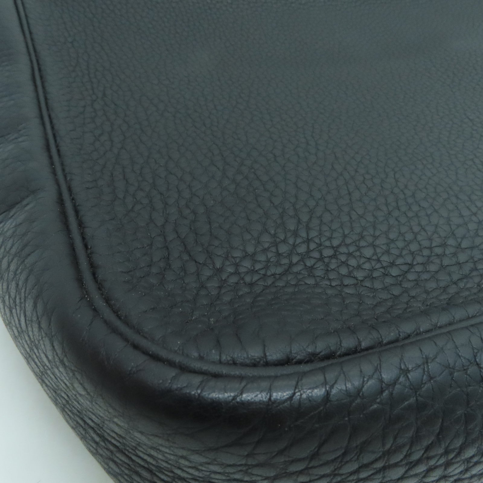 HERMES Clemence Leather Victoria Shoulder Silver Buckle Handle Shoulder Bag Black