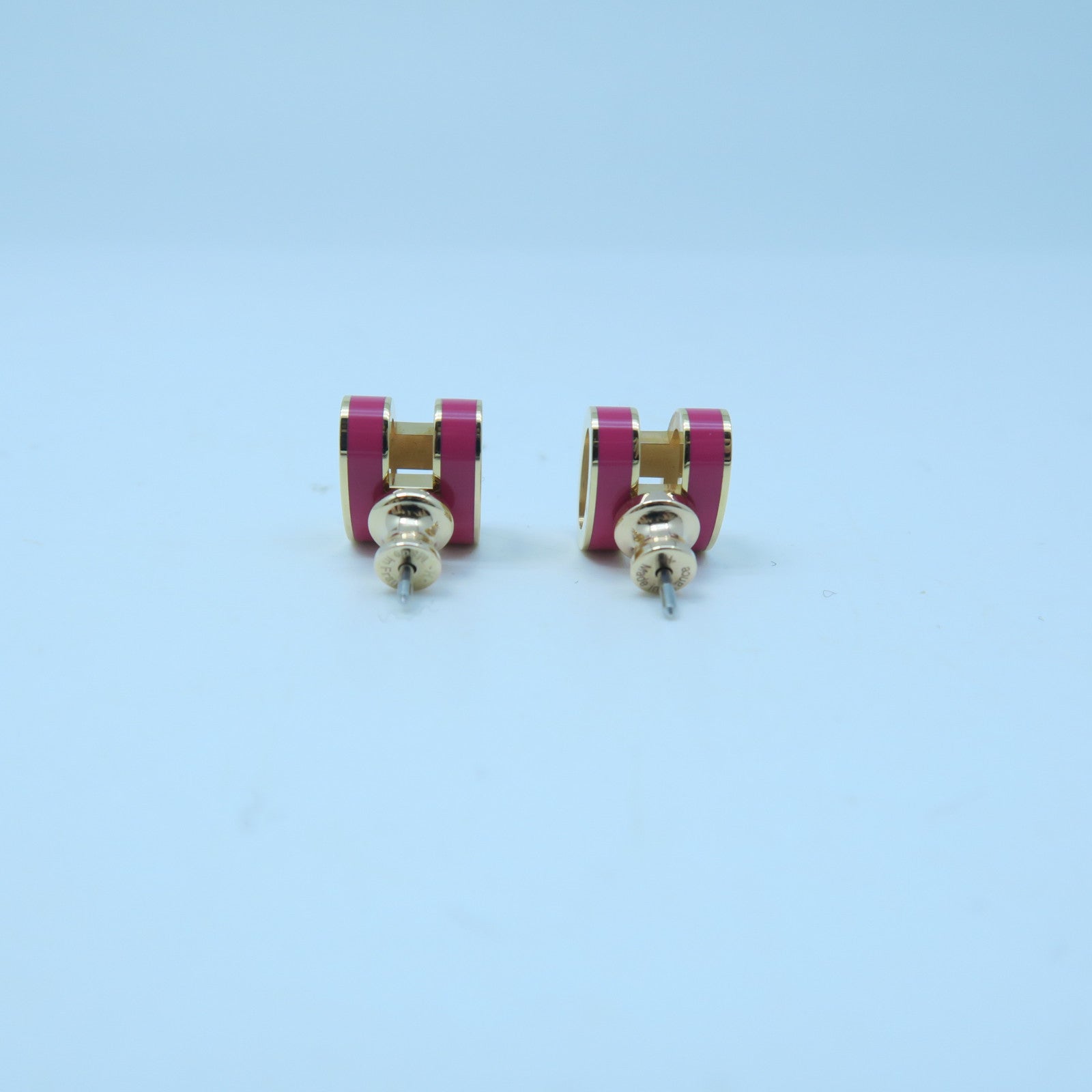 HERMES Metal Pop H Earrings Pink/Gold