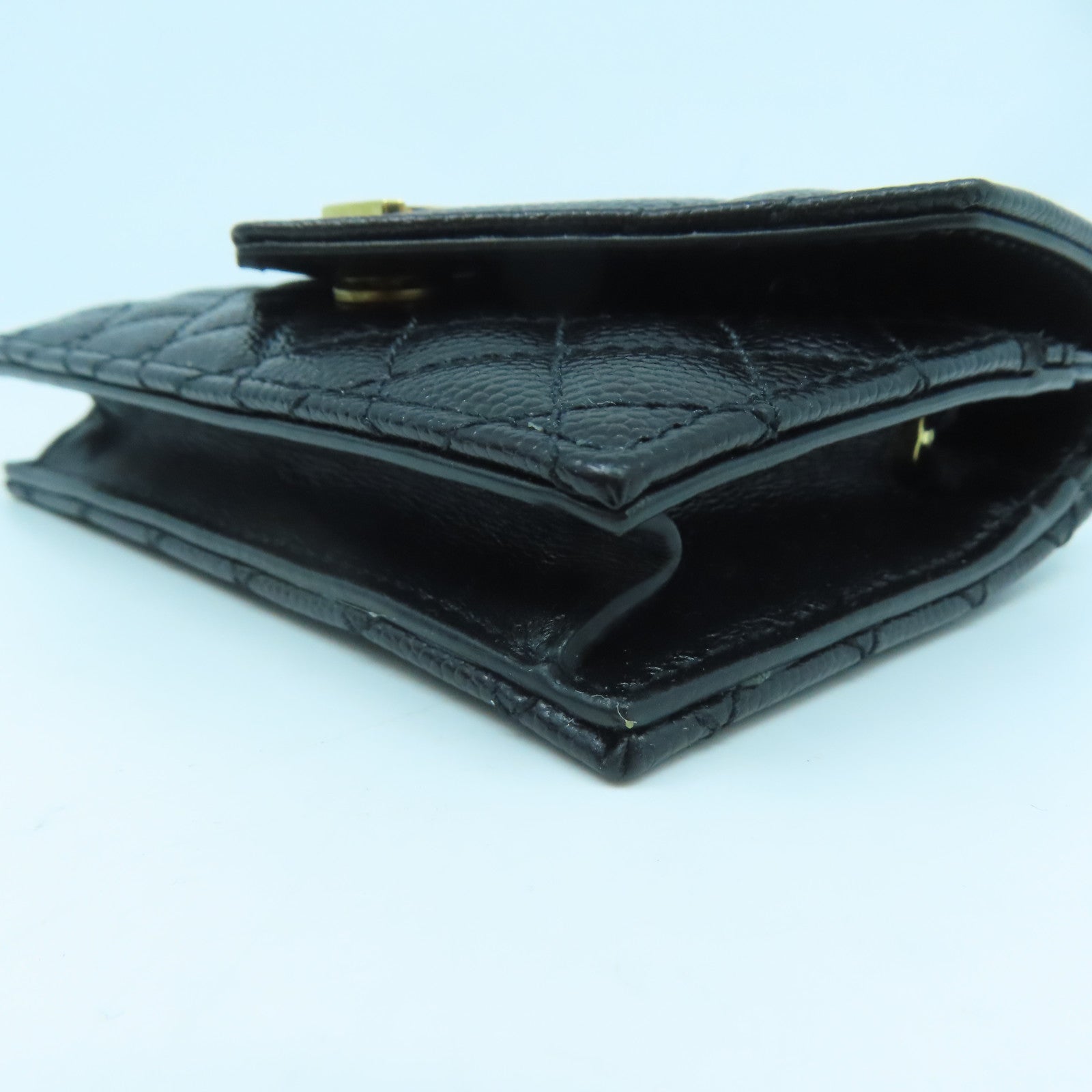 SAINT LAURENT 牛皮皮革Saint Laurent Card Case金扣卡片套黑色