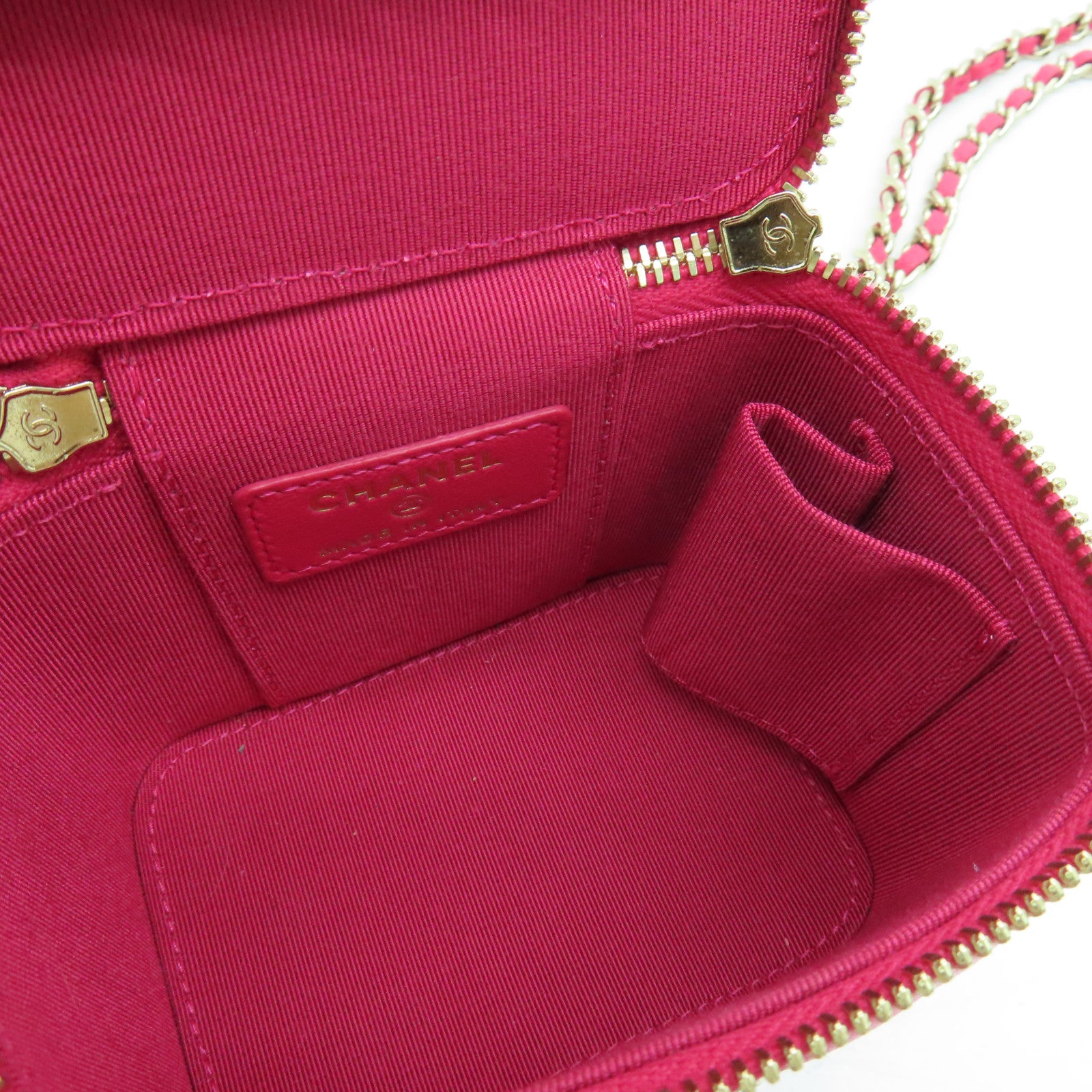 CHANEL 菱格羊皮皮革Chain Shoulder Bag金扣链带肩背袋粉红色