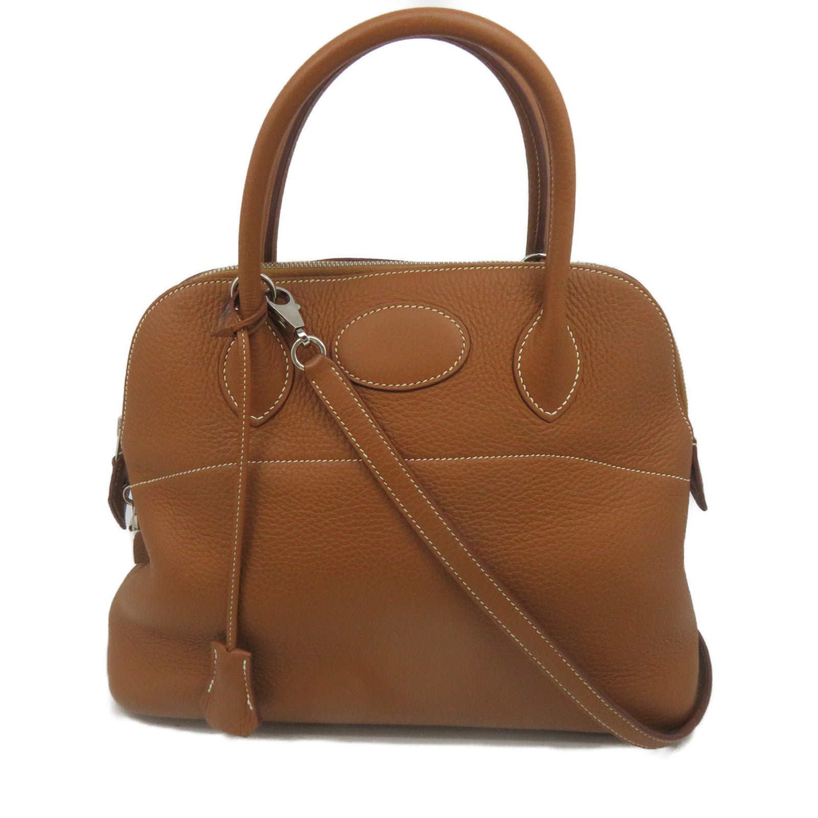HERMES 【激減優惠】Clemence皮革Bolide 31銀扣手挽袋啡色