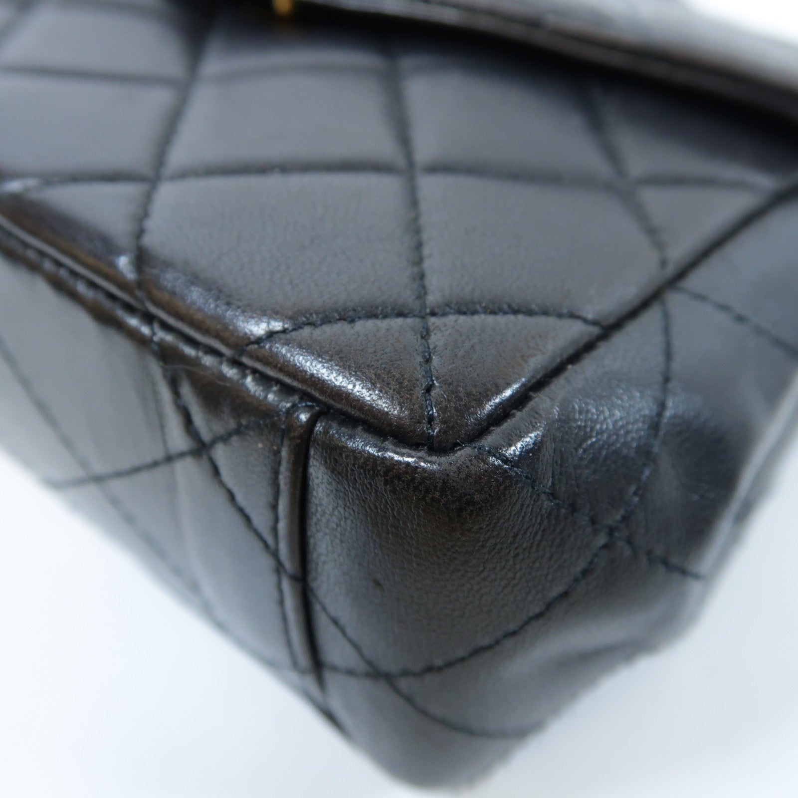 CHANEL 菱格牛皮皮革Chain Shoulder Bag金扣手挽袋黑色