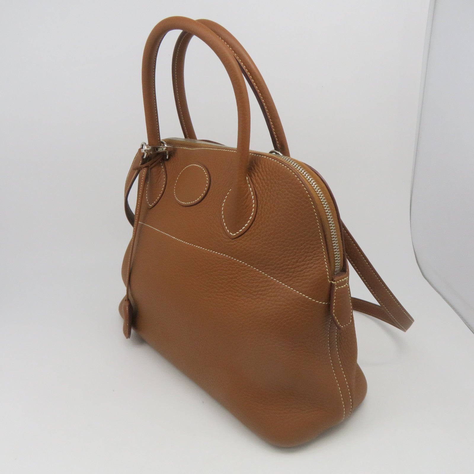 HERMES 【激減優惠】Clemence皮革Bolide 31銀扣手挽袋啡色