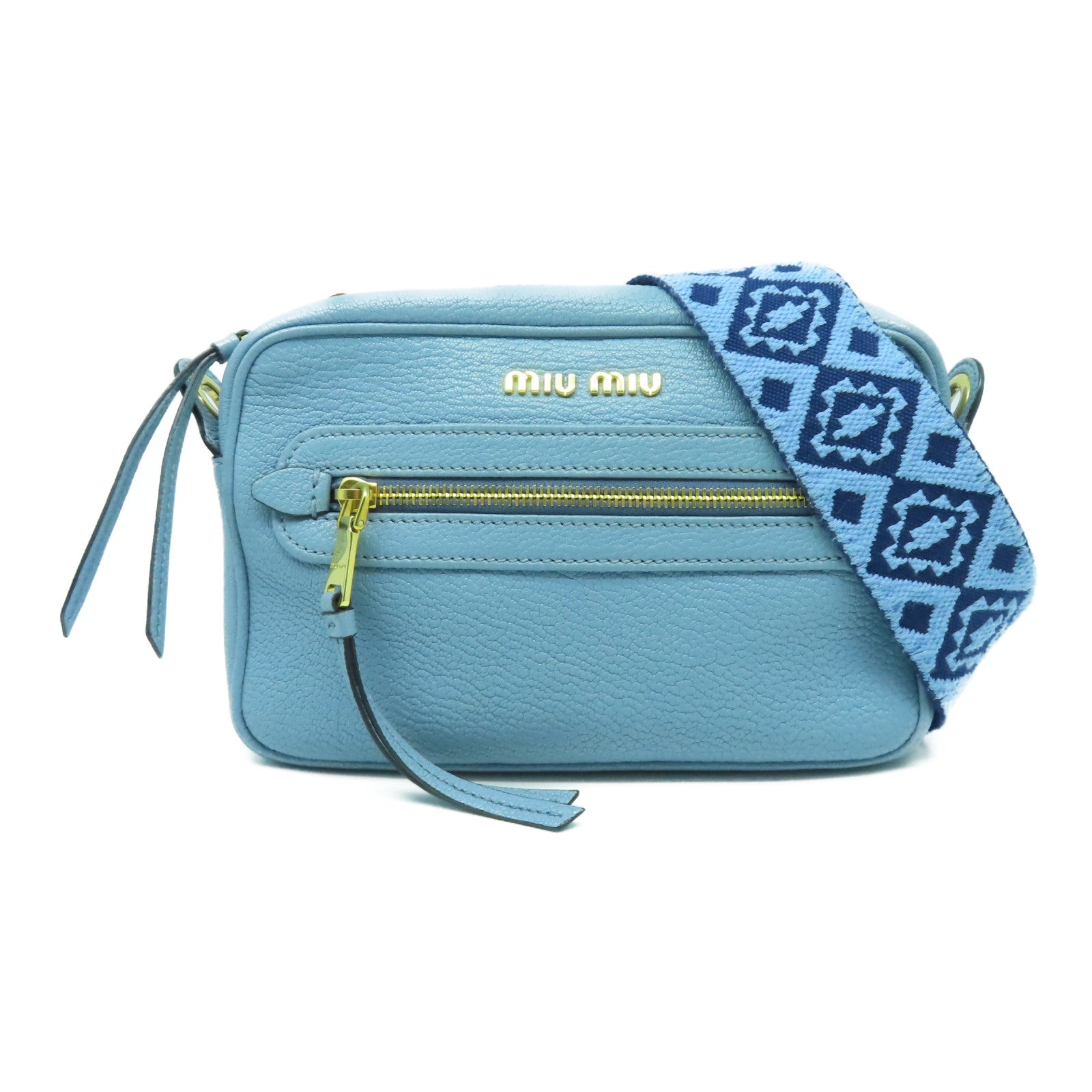 Miu Miu 牛皮皮革Shoulder Bag金扣肩背袋藍色