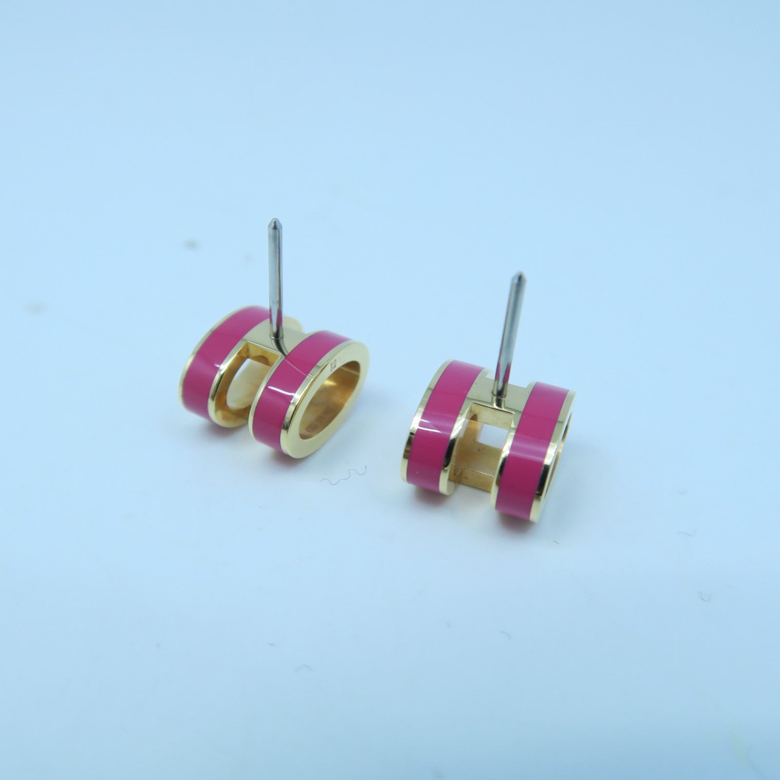 HERMES Metal Pop H Earrings Pink/Gold