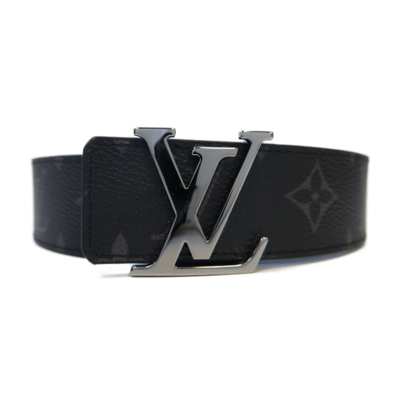 LOUIS VUITTON Monogram Eclipse Belt銀扣皮帶黑色